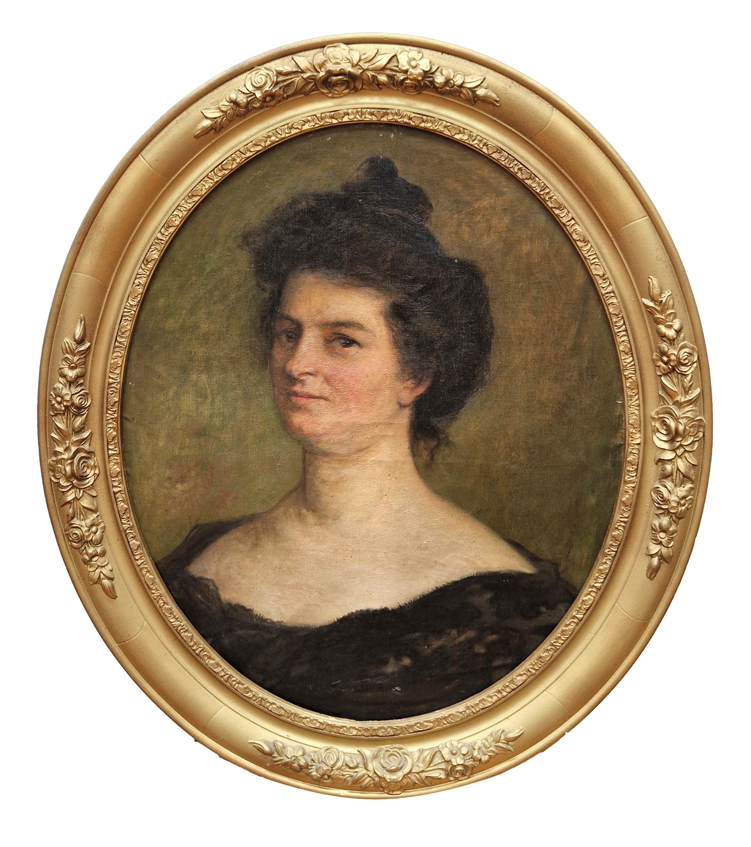 Portrait Painting de Unknown - Escuela española (XIX) - Óleo sobre tela - Retrato femenino