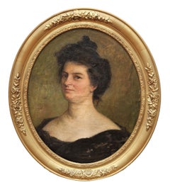Escuela española (XIX) - Óleo sobre tela - Retrato femenino