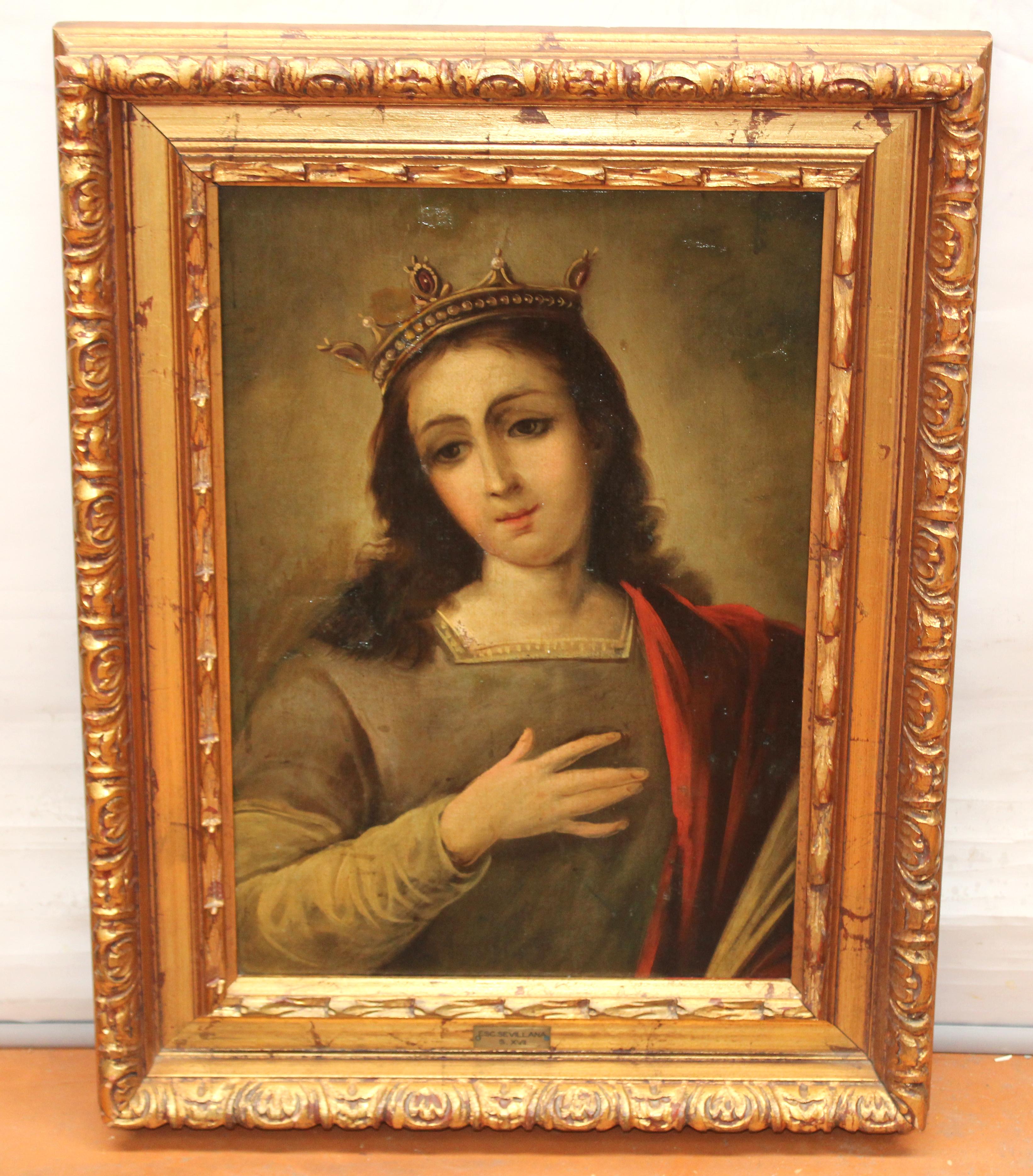 Escuela española (XIX) - Santa Bárbara - Óleo sobre tela - Painting di Unknown