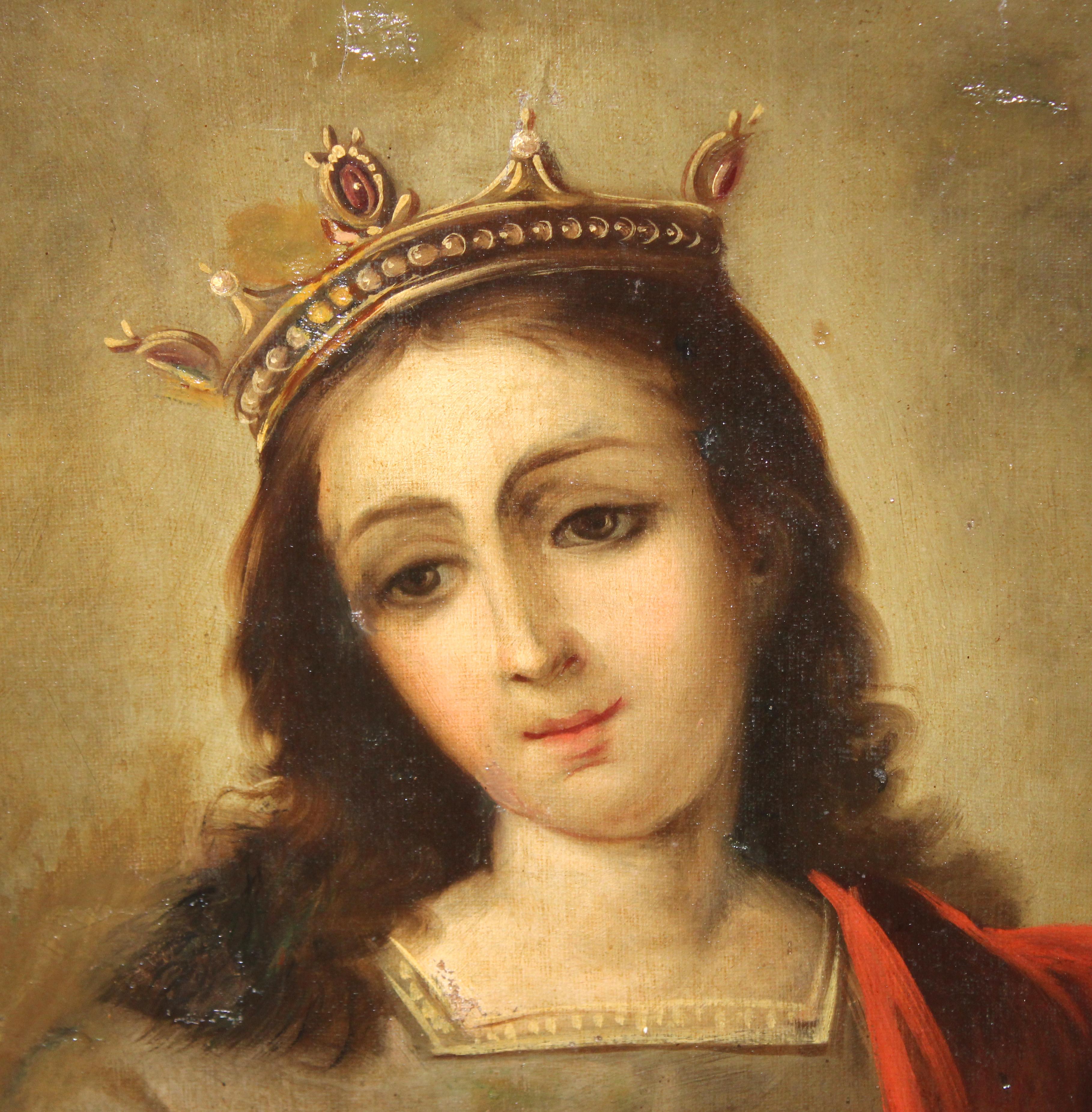 Escuela española (XIX) - Santa Bárbara - Óleo sobre tela - Maîtres anciens Painting par Unknown