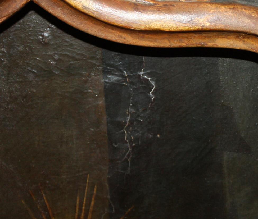 Escuela española (XVII) - Óleo sobre tabla - San Domingo Guzmán im Angebot 5