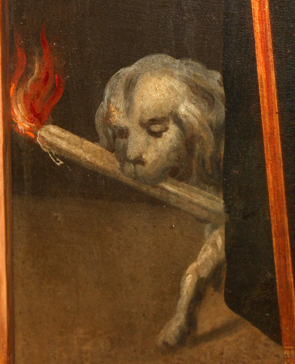 La obra es de autor anónimo.

El retablo va muy bien enmarcado con un marco neogótico del siglo xix en madera estofada y policromada.

Medidas del retablo: 88 cm. altura x 56 cm. ancho.

Medidas del marco: 114 cm. altura x 81 cm. ancho.

El estado