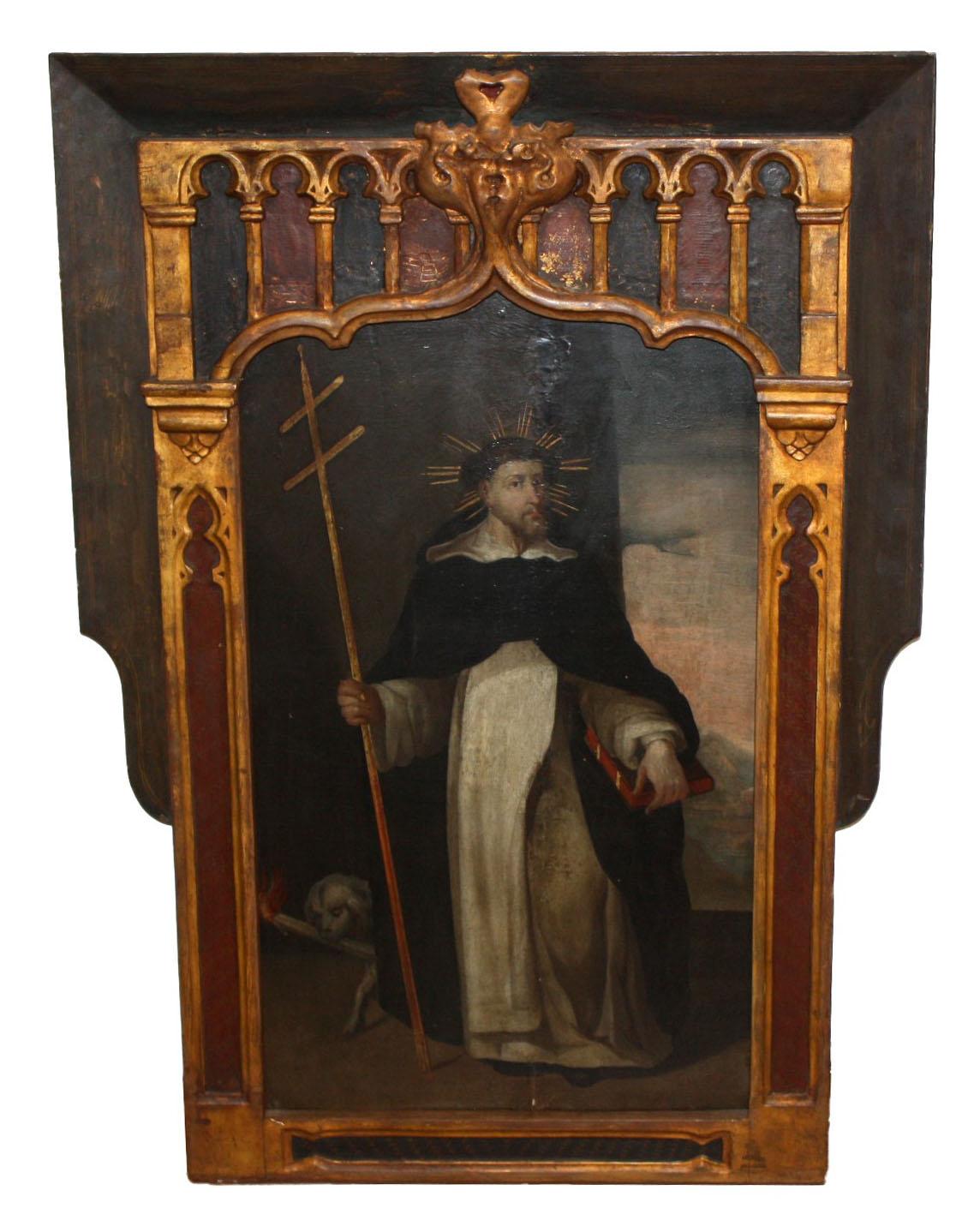 Figurative Painting de Unknown - Escuela española (XVII) - Óleo sobre tabla - San Domingo Guzmán