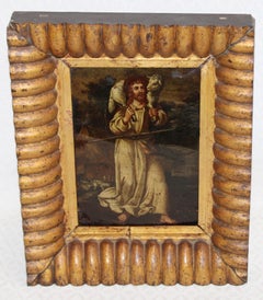 Escuela española (XVIII) - Óleo sobre cobre - El buen pastor