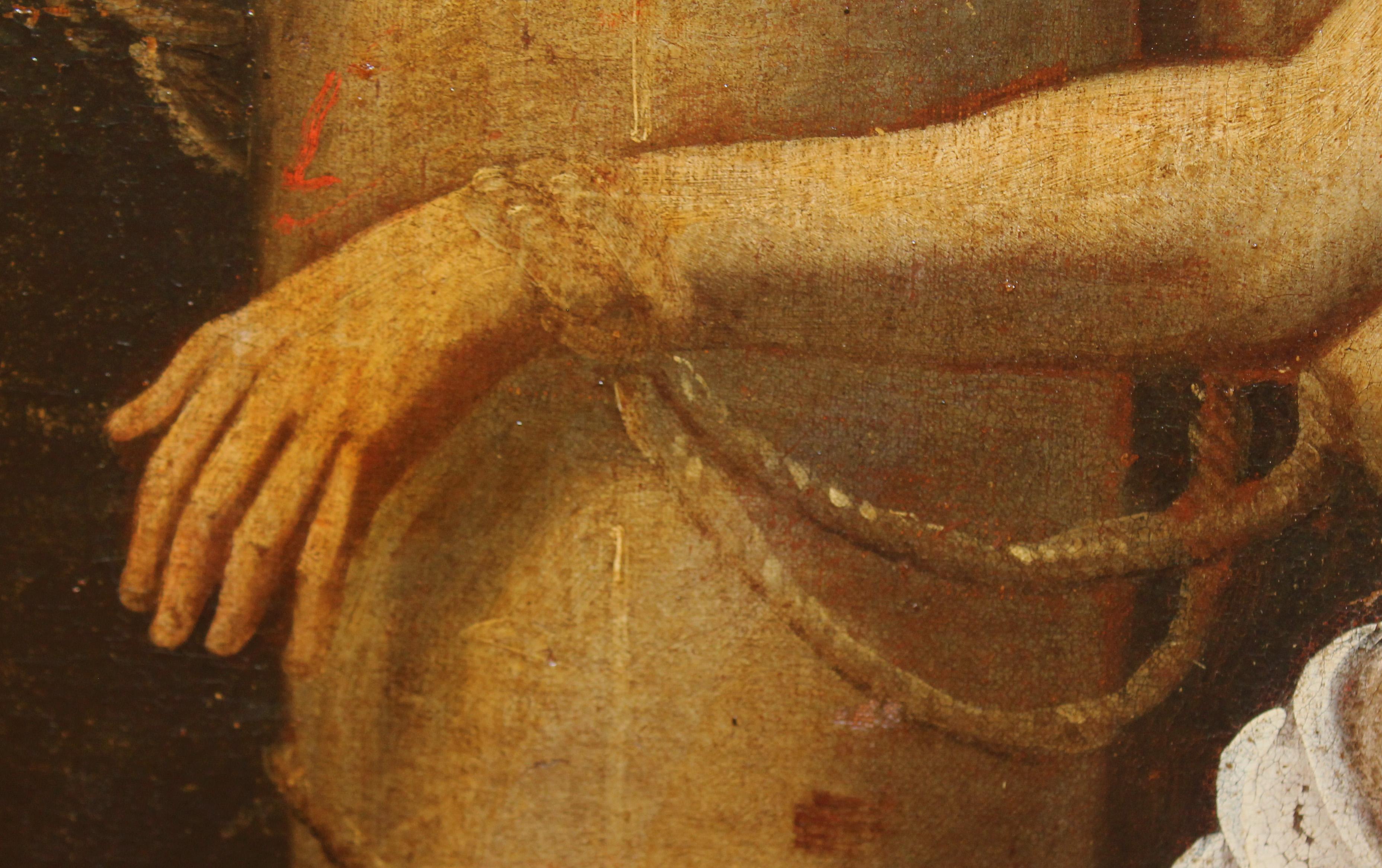 Escuela española (XVIII) - Óleo sobre tela - Cristo atado a la columna For Sale 1