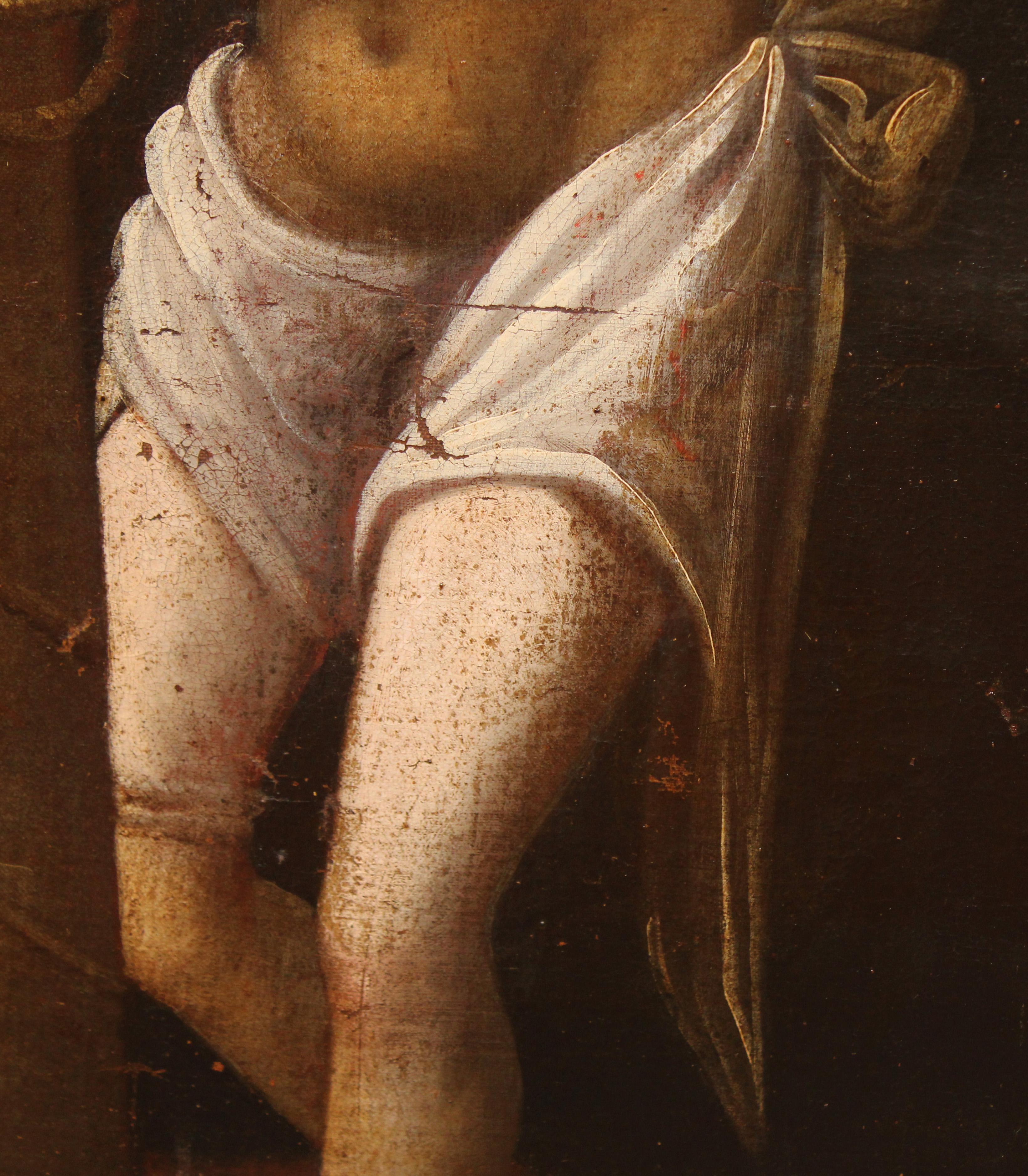 Escuela española (XVIII) - Óleo sobre tela - Cristo atado a la columna For Sale 2