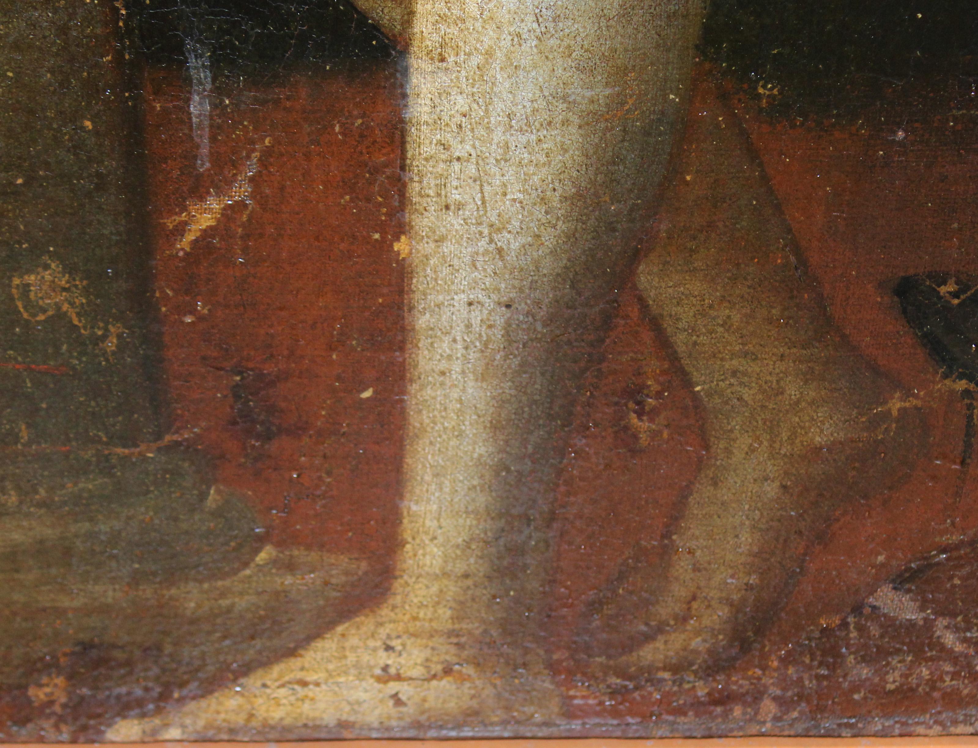 Escuela española (XVIII) - Óleo sobre tela - Cristo atado a la columna For Sale 3