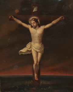 Escuela española (XVIII) - Óleo sobre tela - Cristo crucificado
