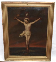 Escuela española (XVIII) - Óleo sobre tela - Cristo crucificado