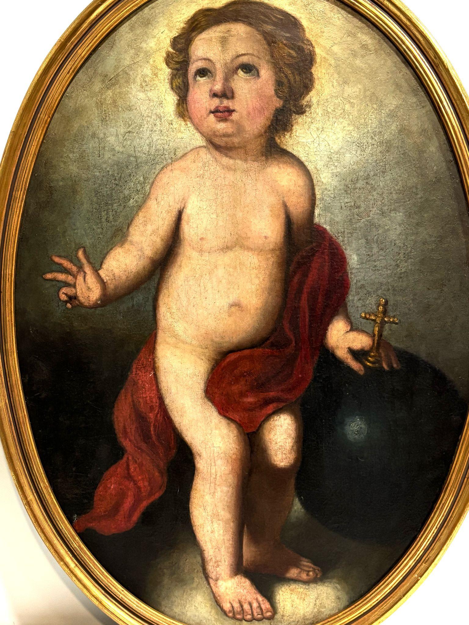 Escuela española (XVIII) - Óleo sobre tela - Niño Jesús o Niño de la bola. - Painting di Unknown
