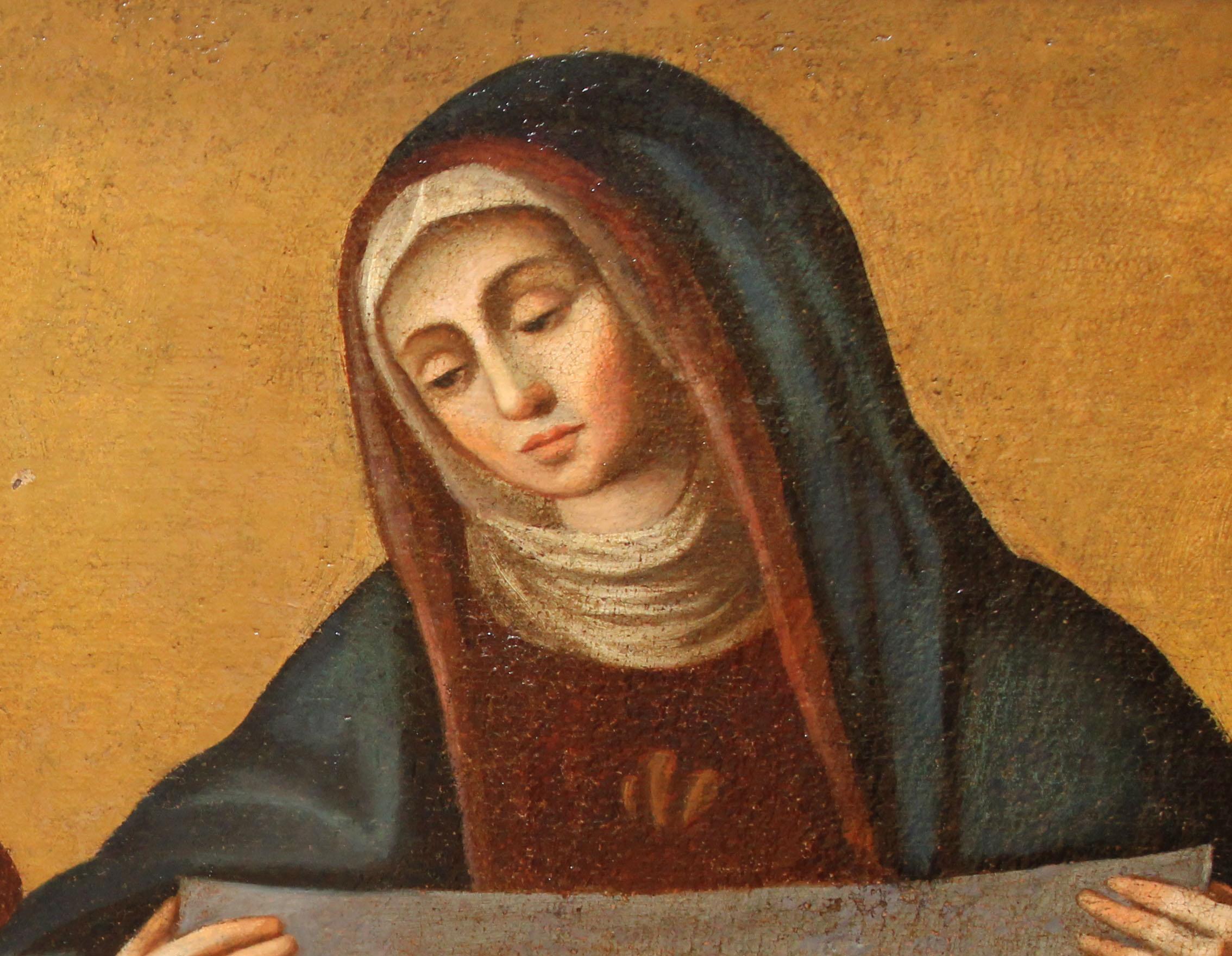 Escuela española (XVIII) - Óleo sobre tela - Domingo en Soriano - Portrait Painting Marrone di Unknown