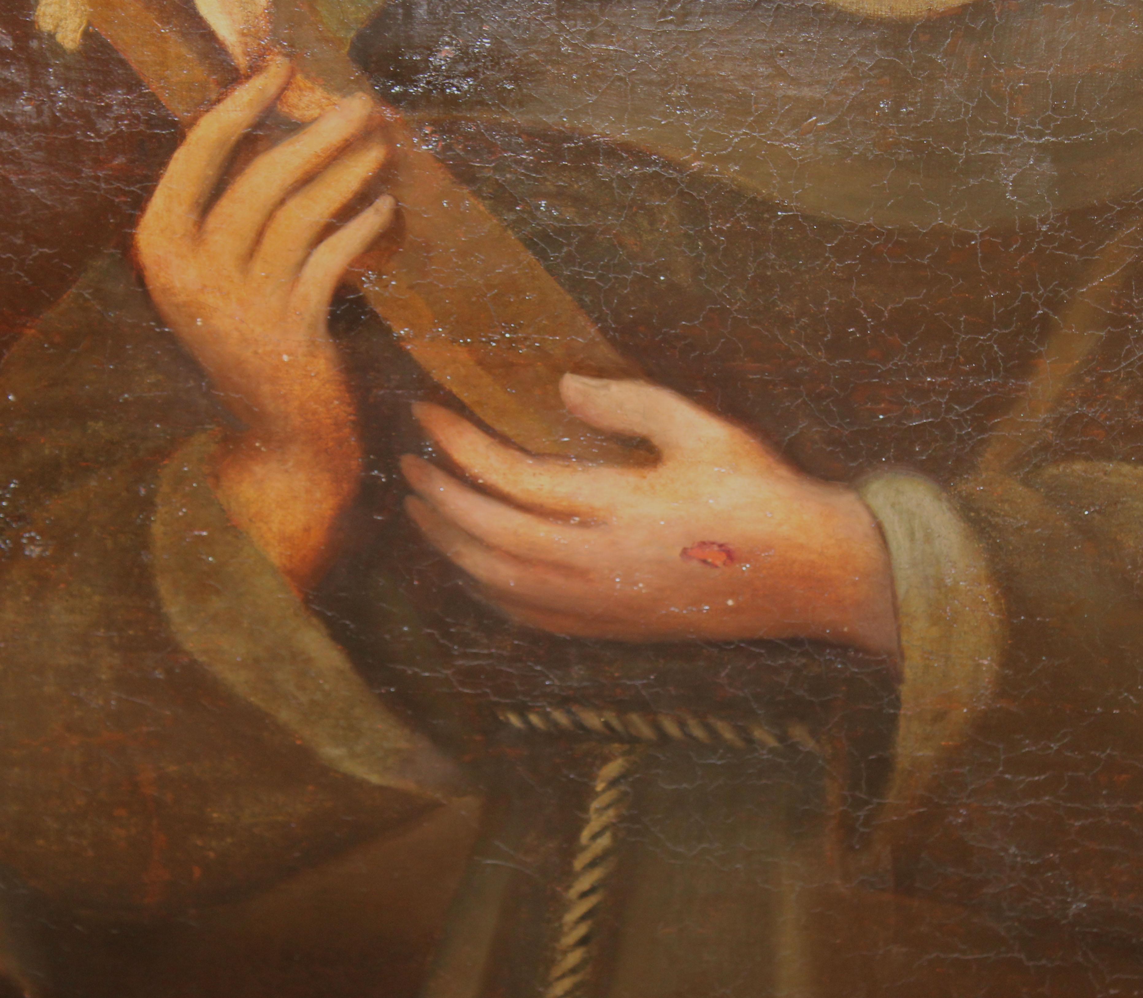 Escuela española (XVIII) - Óleo sobre tela - San Francisco de Asís in vendita 5