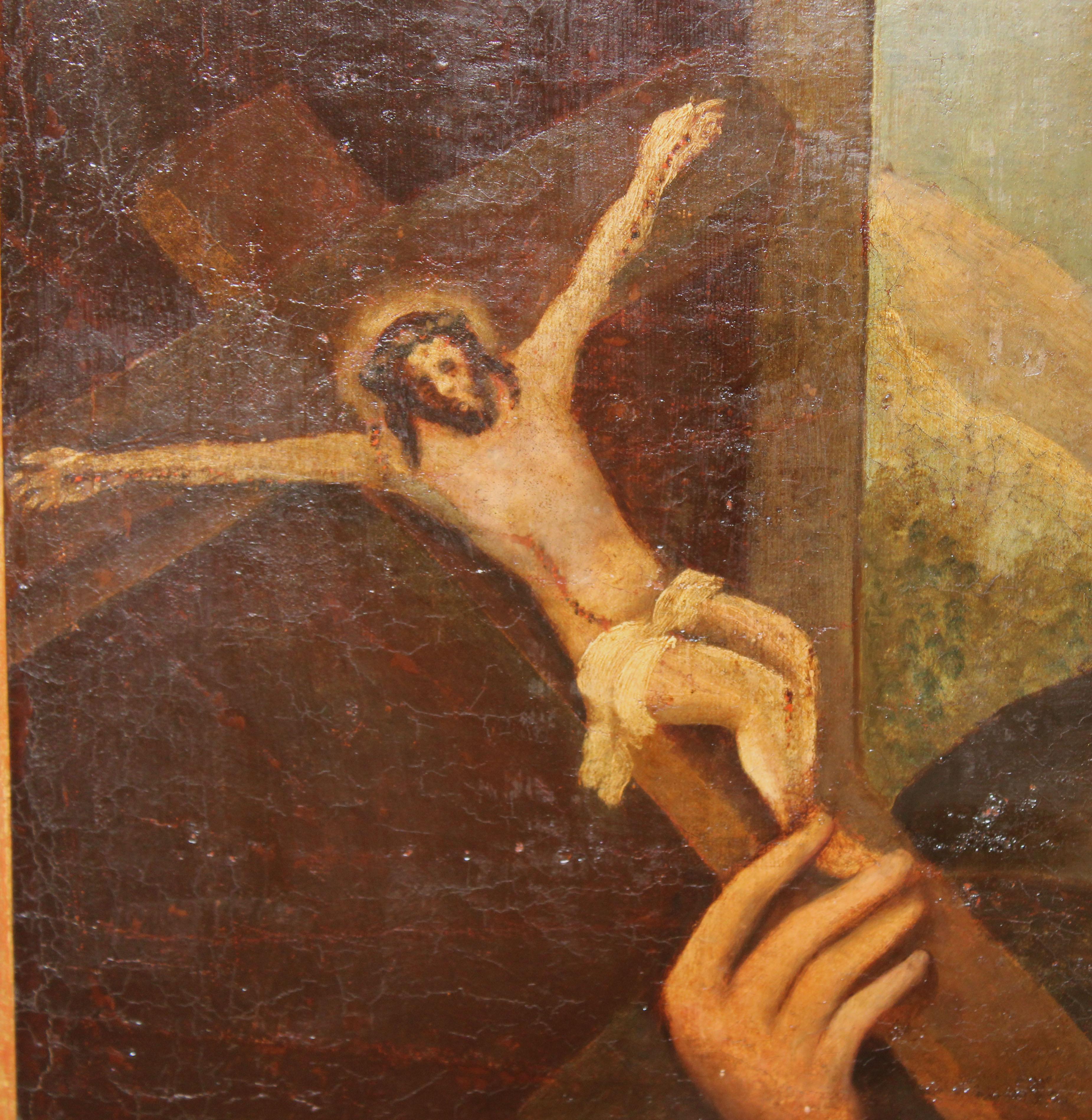 Escuela española (XVIII) - Óleo sobre tela - San Francisco de Asís in vendita 2