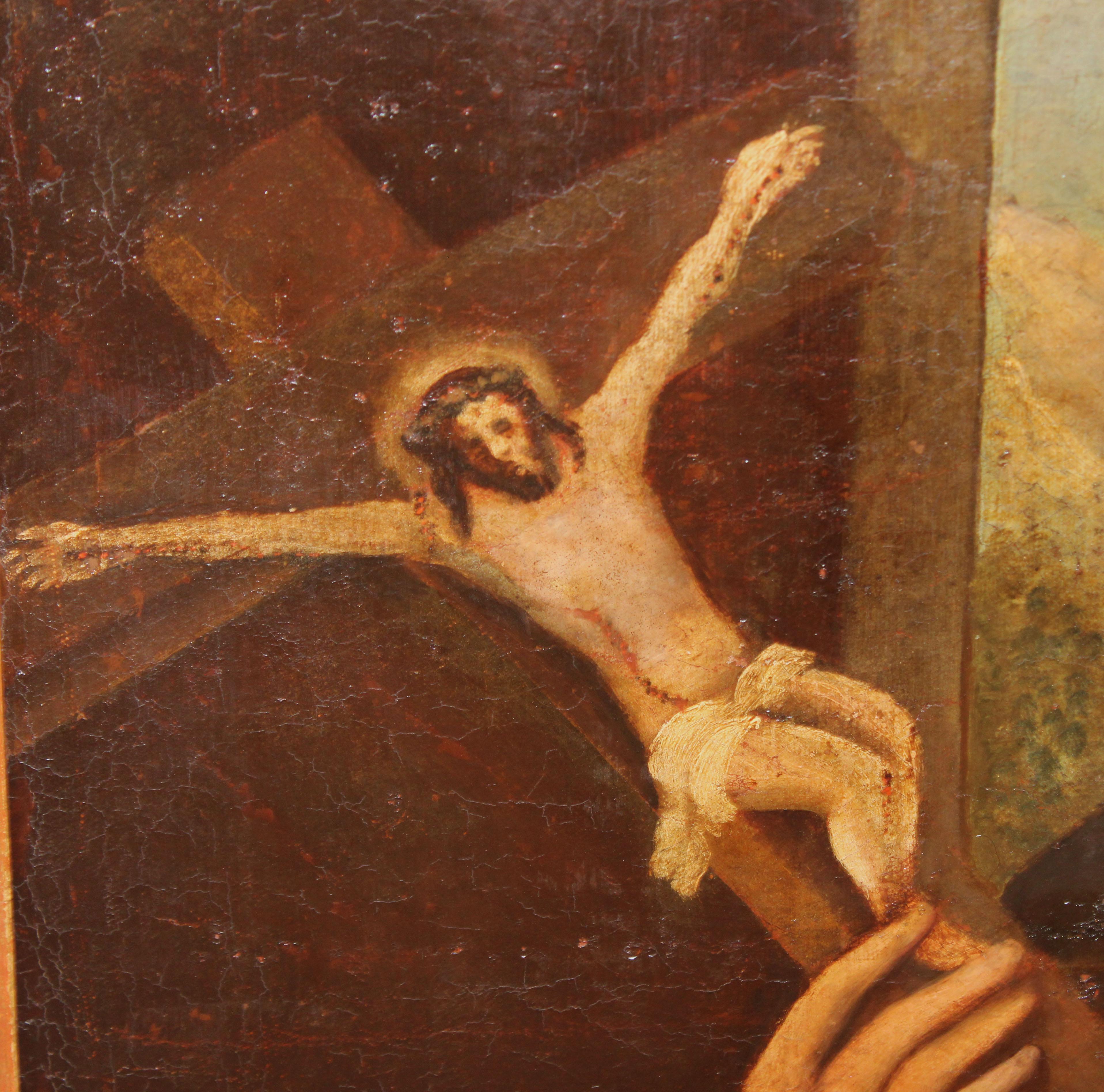 Escuela española (XVIII) - Óleo sobre tela - San Francisco de Asís in vendita 3