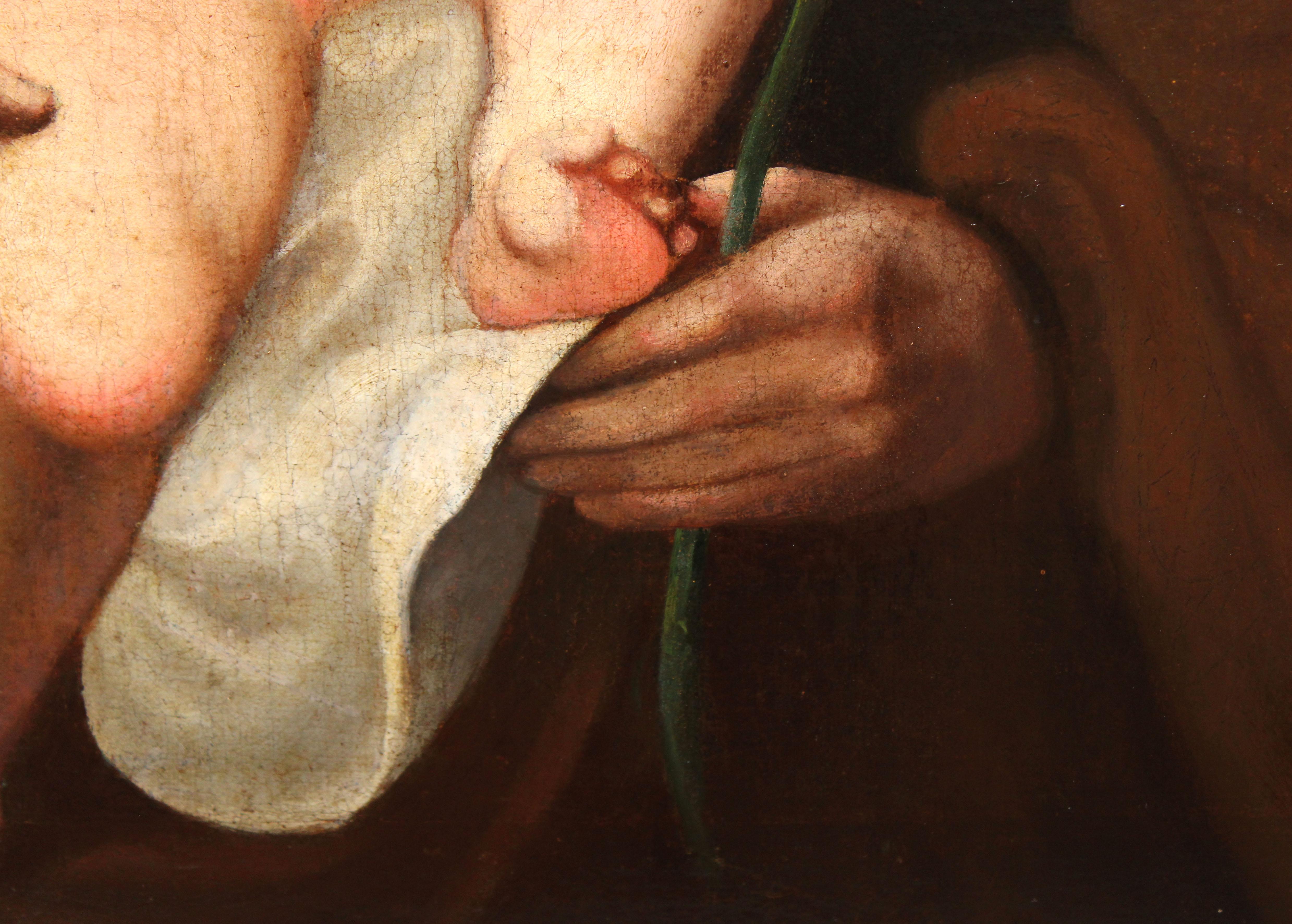 Escuela española (XVIII) - Óleo sobre tela - San José con el niño in vendita 3