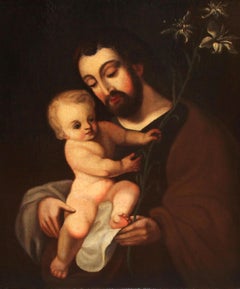 Escuela española (XVIII) - Óleo sobre tela - San José con el niño