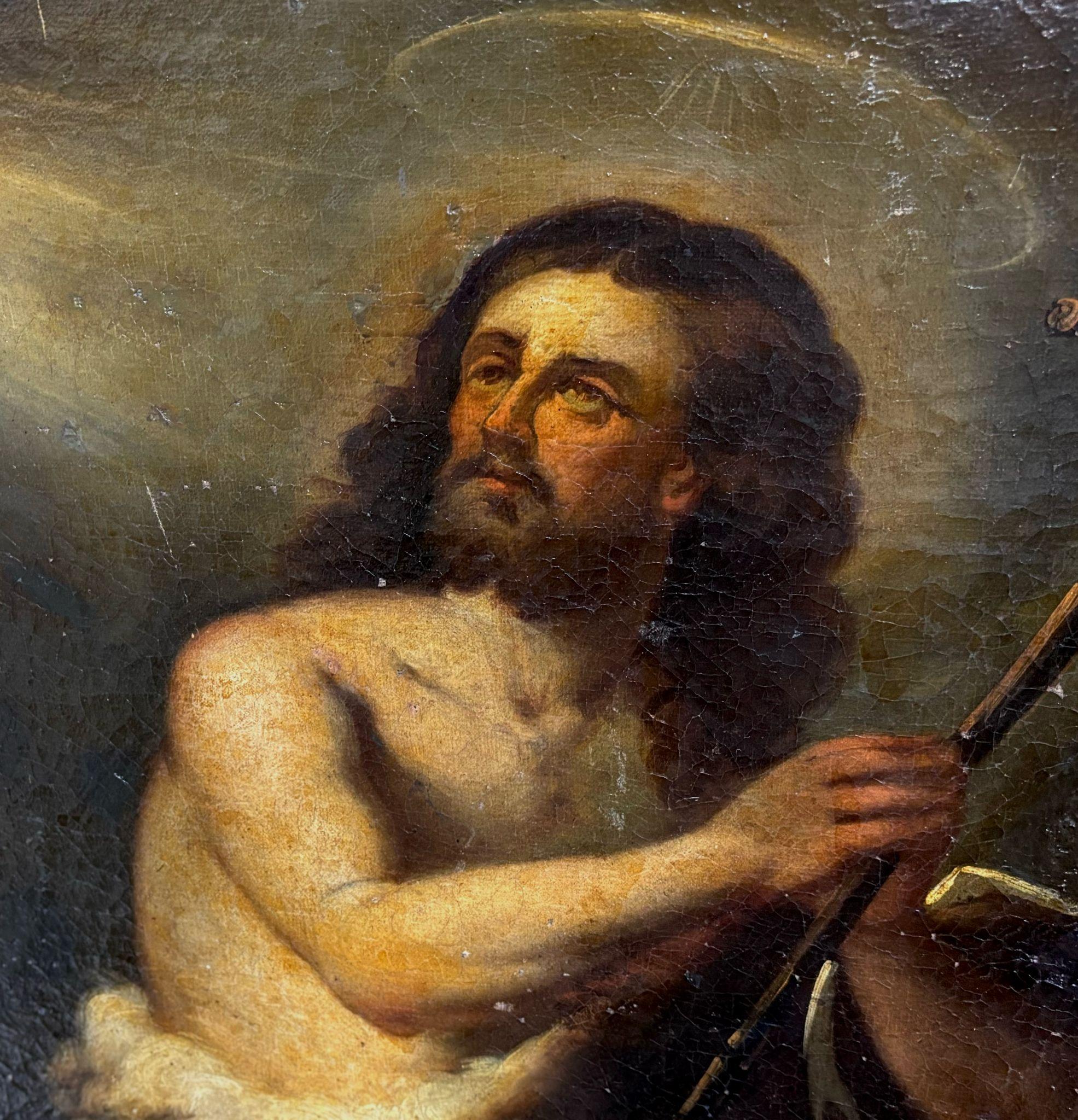 Escuela española (XVIII) - Óleo sobre tela - San Juan Bautista - Figurative Painting Negro de Unknown