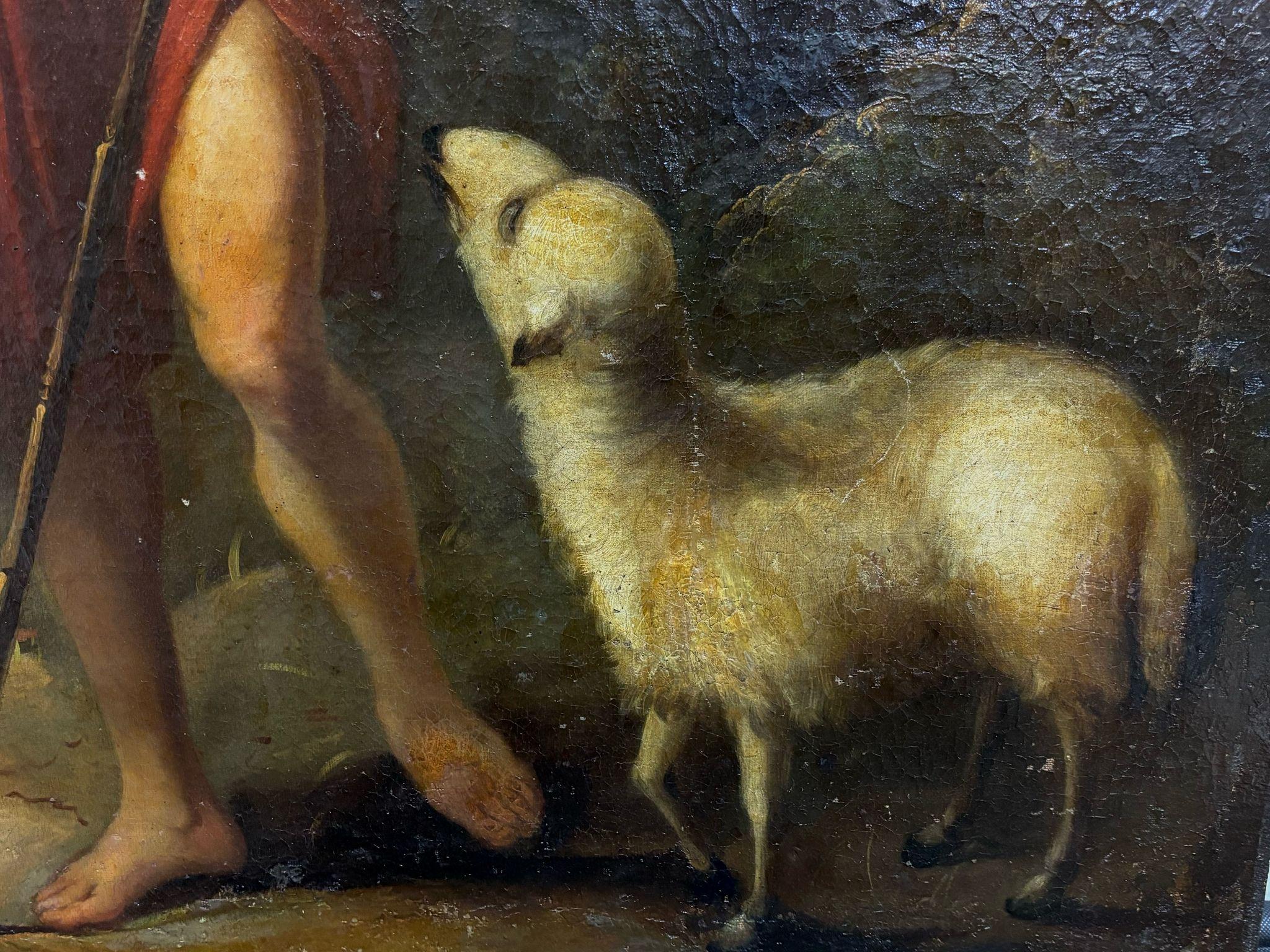 Escuela Española siglo XVIII

Se trata de un óleo sobre tela representando a San Juan Bautista

Se presenta sin enmarcar la obra

Medidas: 104 x 83 cm. 

El estado se puede ver, presenta algunas restauraciones antiguas y precisa un repaso,  la obra