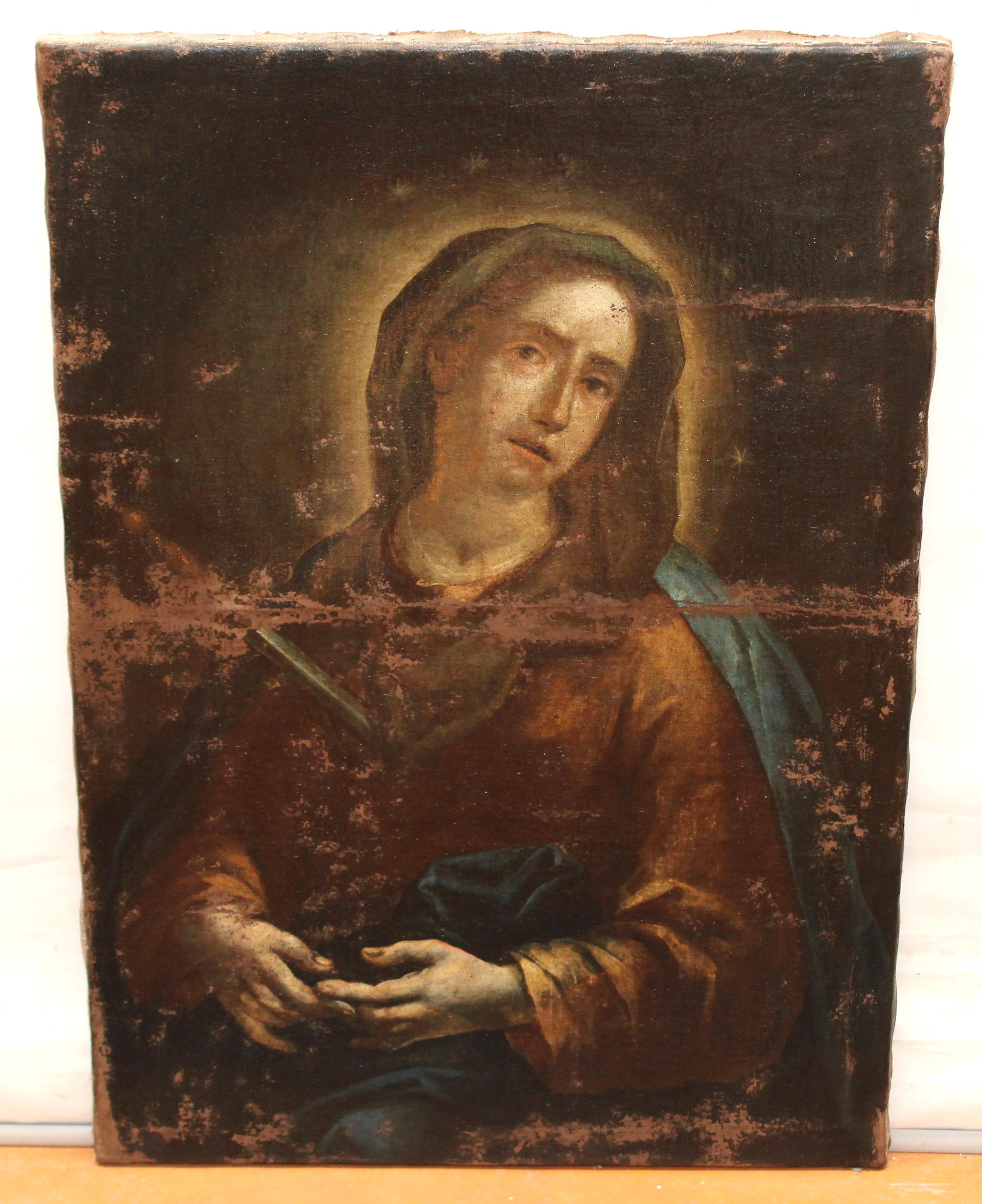 Escuela española (XVIII) - Óleo sobre tela - Virgen de los Dolores - Painting by Unknown