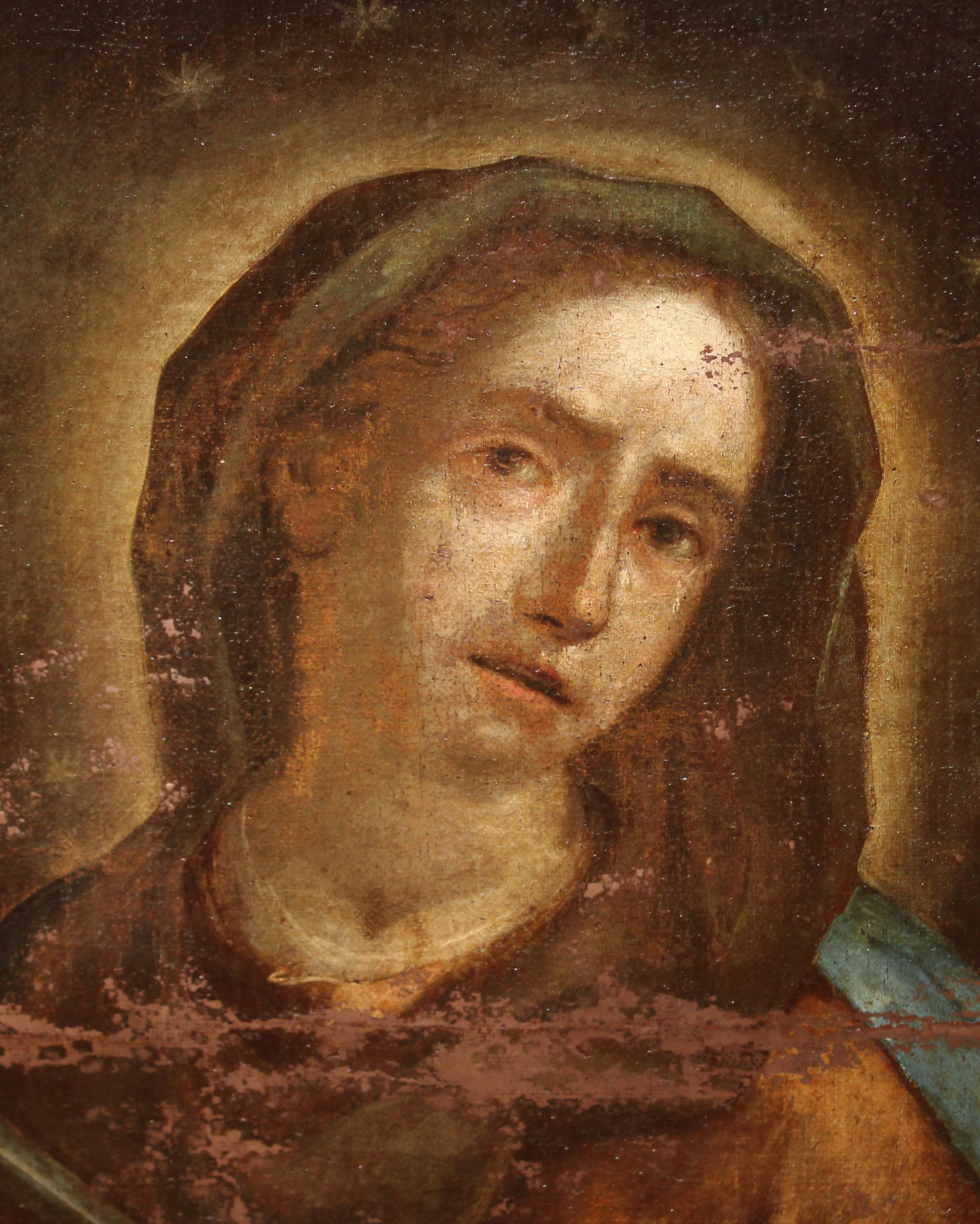 Escuela española (XVIII) - Óleo sobre tela - Virgen de los Dolores - Old Masters Painting by Unknown