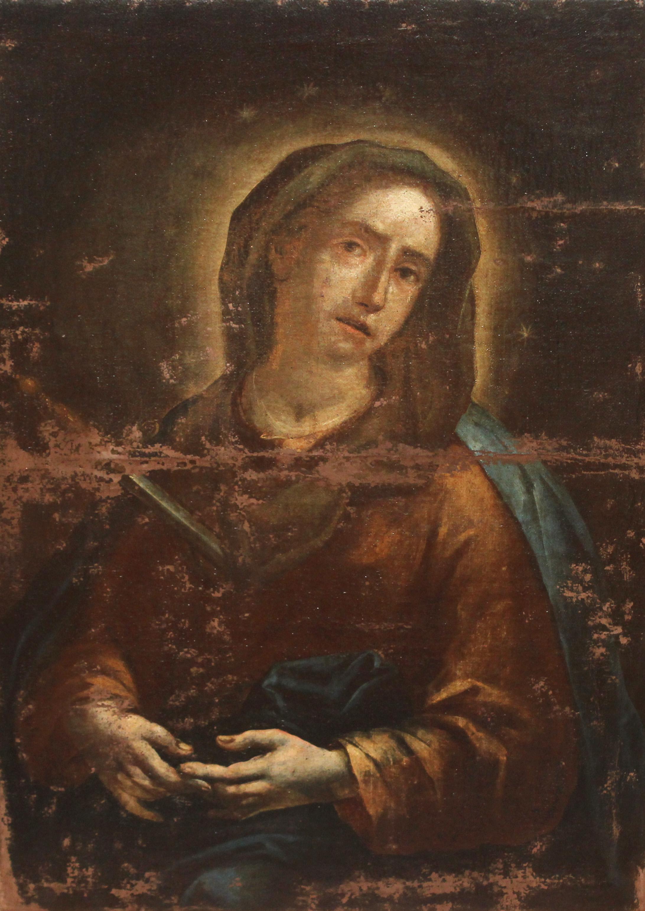 Unknown Figurative Painting - Escuela española (XVIII) - Óleo sobre tela - Virgen de los Dolores
