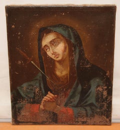 Escuela española (XVIII) - Óleo sobre tela - Virgen Dolorosa