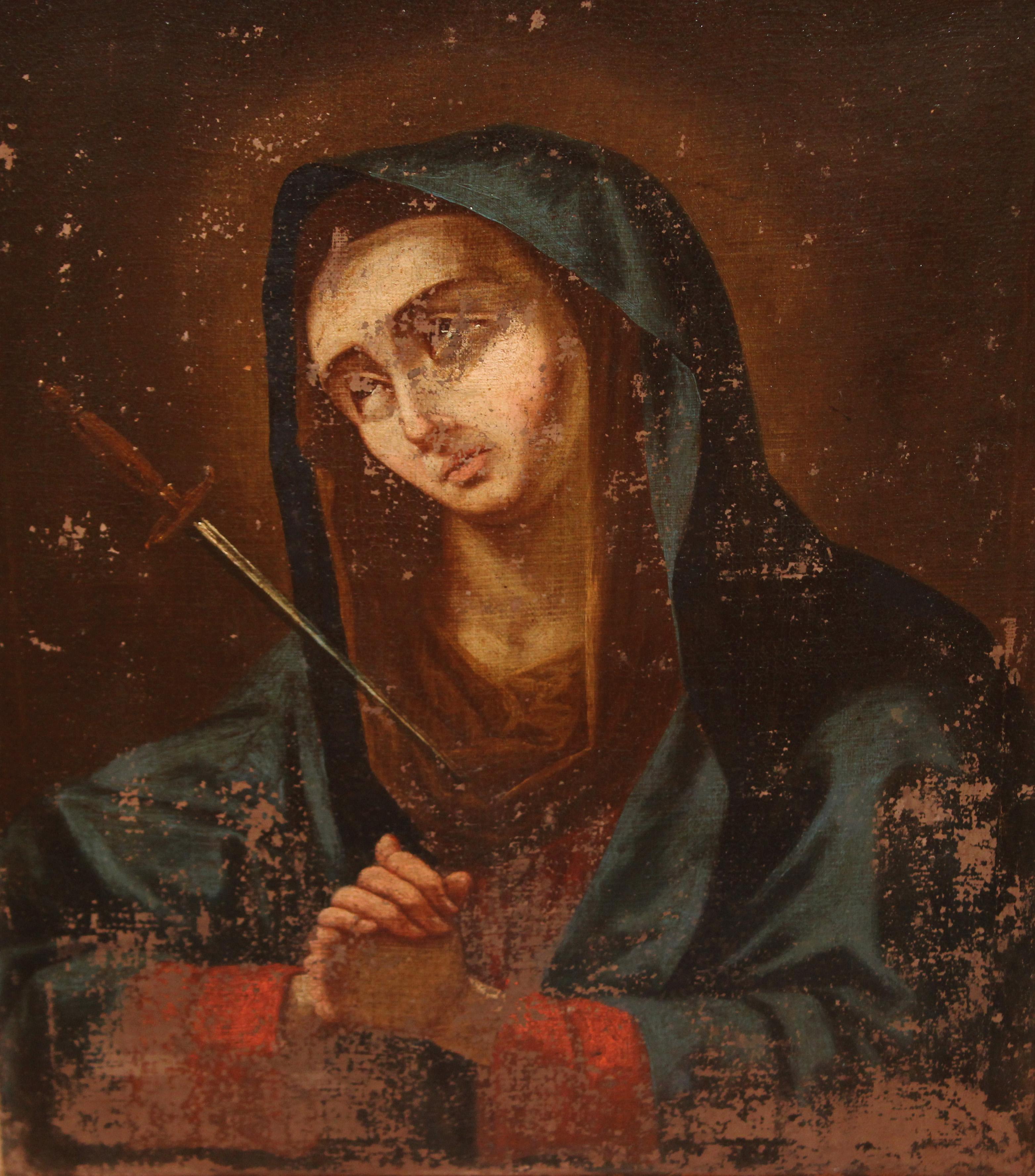 Unknown Figurative Painting - Escuela española (XVIII) - Óleo sobre tela - Virgen Dolorosa