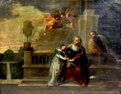 San Joaquín, Santa Ana y la Virgen niña - óleo sobre cobre, SG XVIII