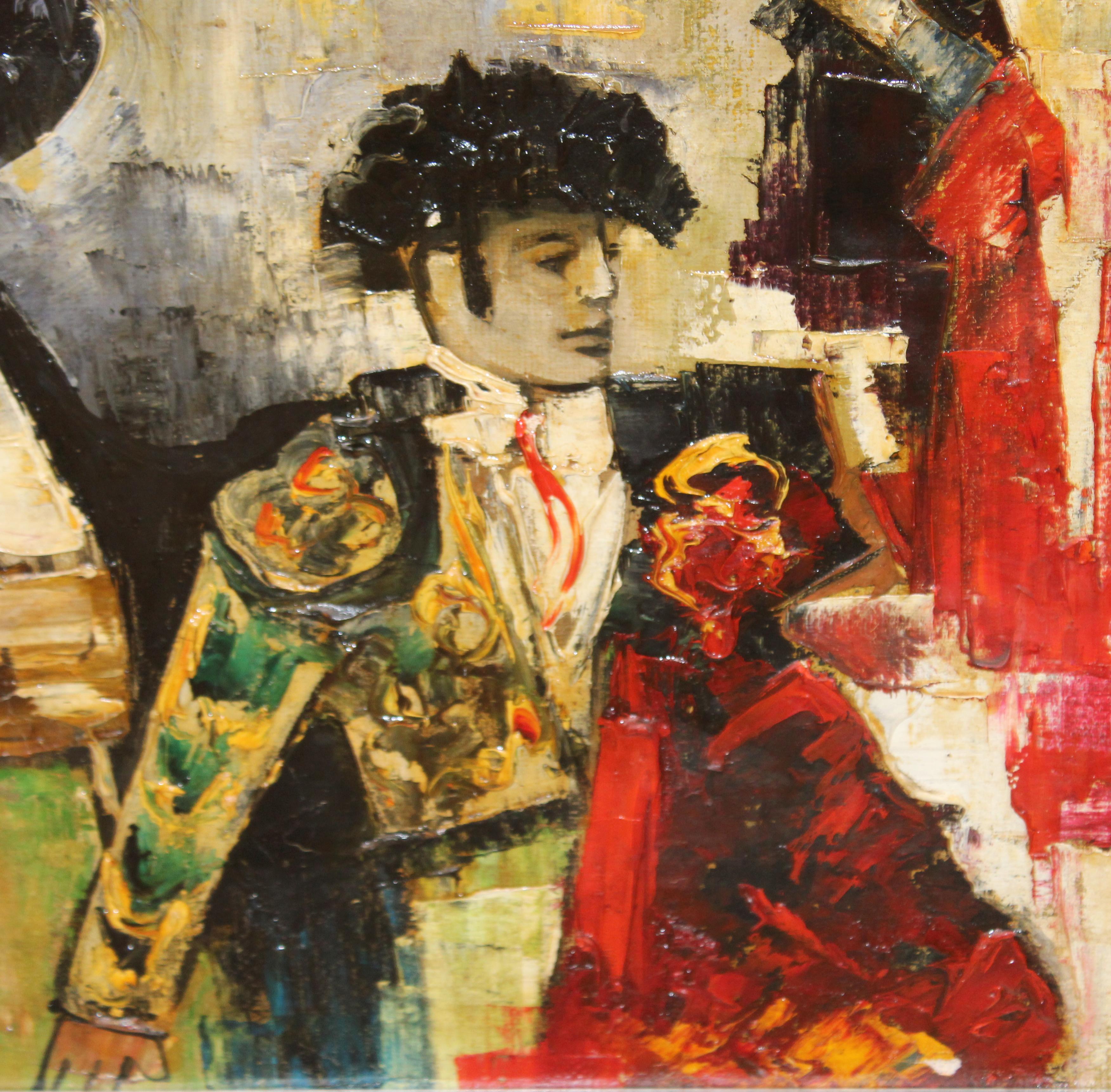 Escuela española (XX) - Óleo sobre tela - Tauromaquia - Modern Painting by Unknown