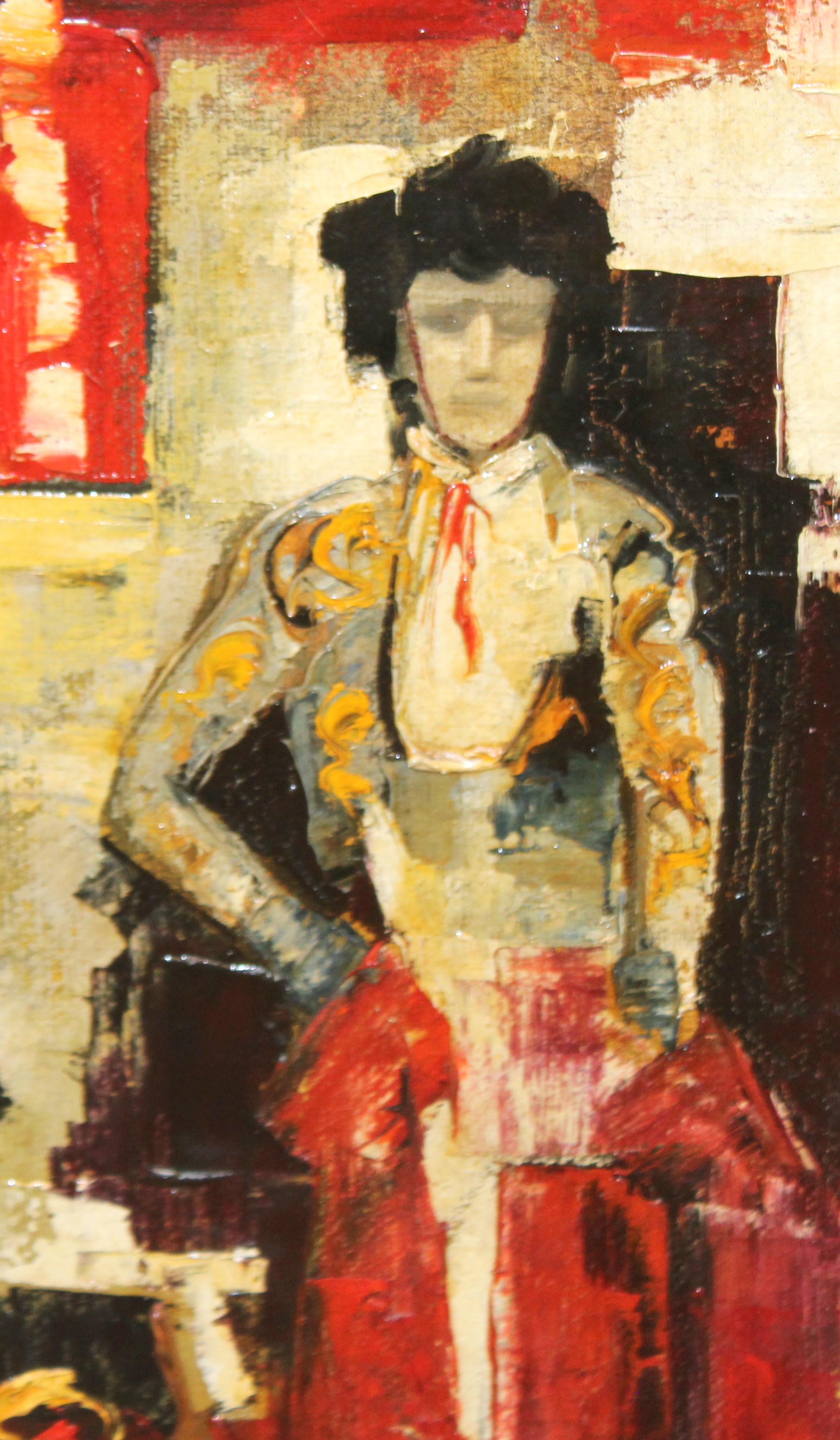 Escuela española (XX) - Óleo sobre tela - Tauromaquia - Brown Figurative Painting by Unknown