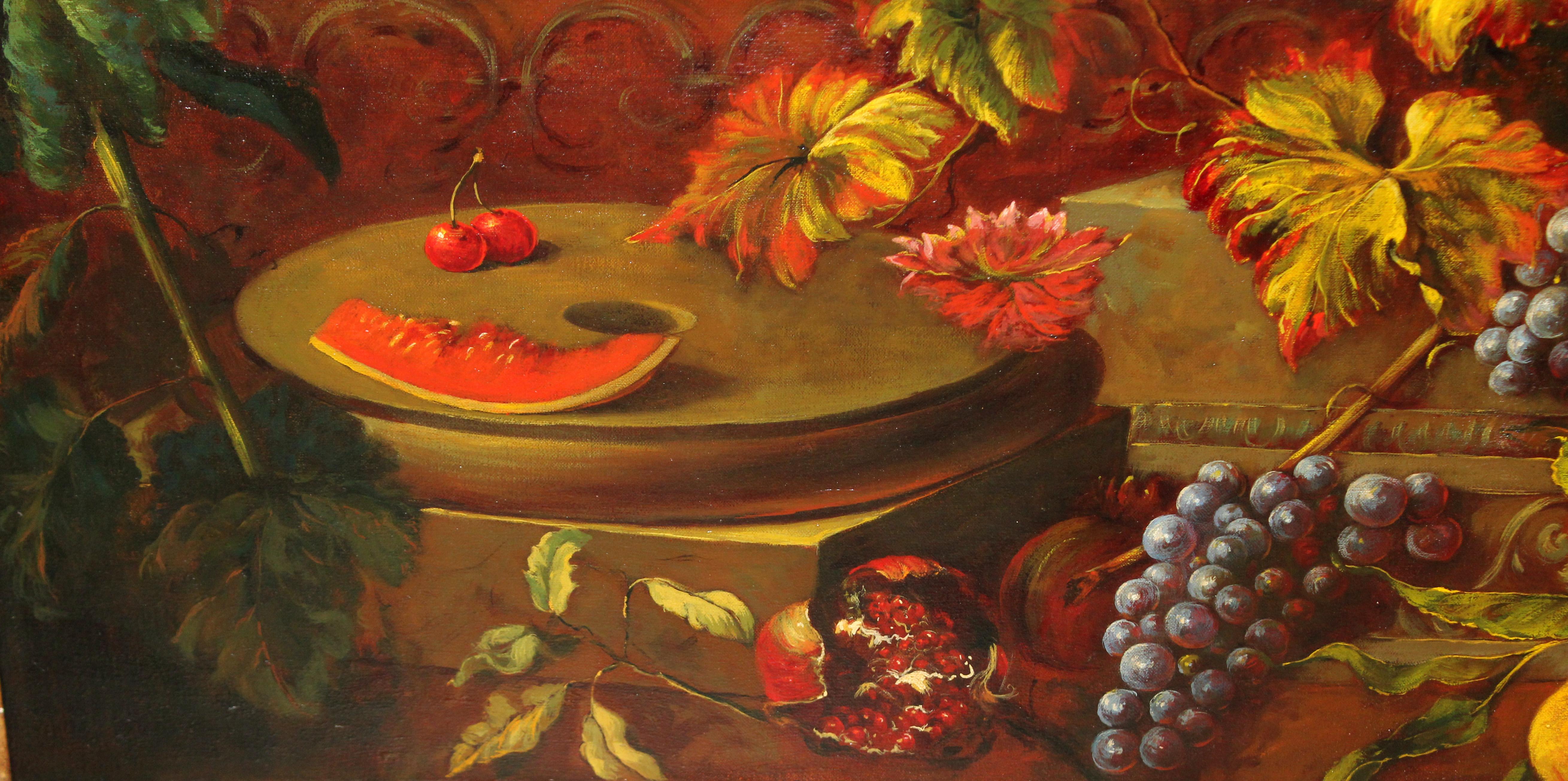 Escuela europea (Finales sig. xix) - Sinfonía de colores y frutas - 77 x 115 cm. For Sale 2