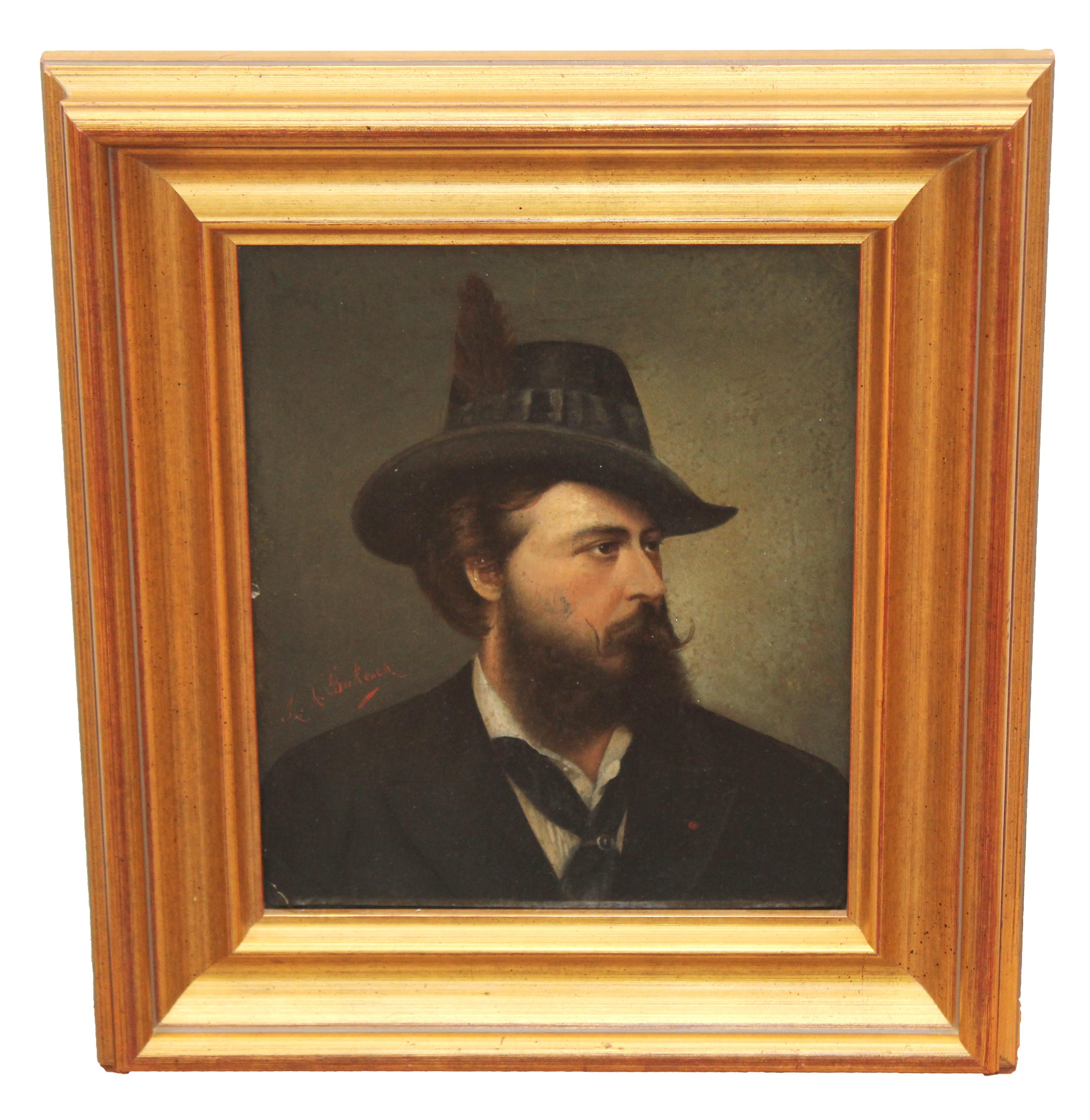 Portrait Painting de Unknown - Escuela Europea (XIX) - Autor desconocido - Retrato masculino