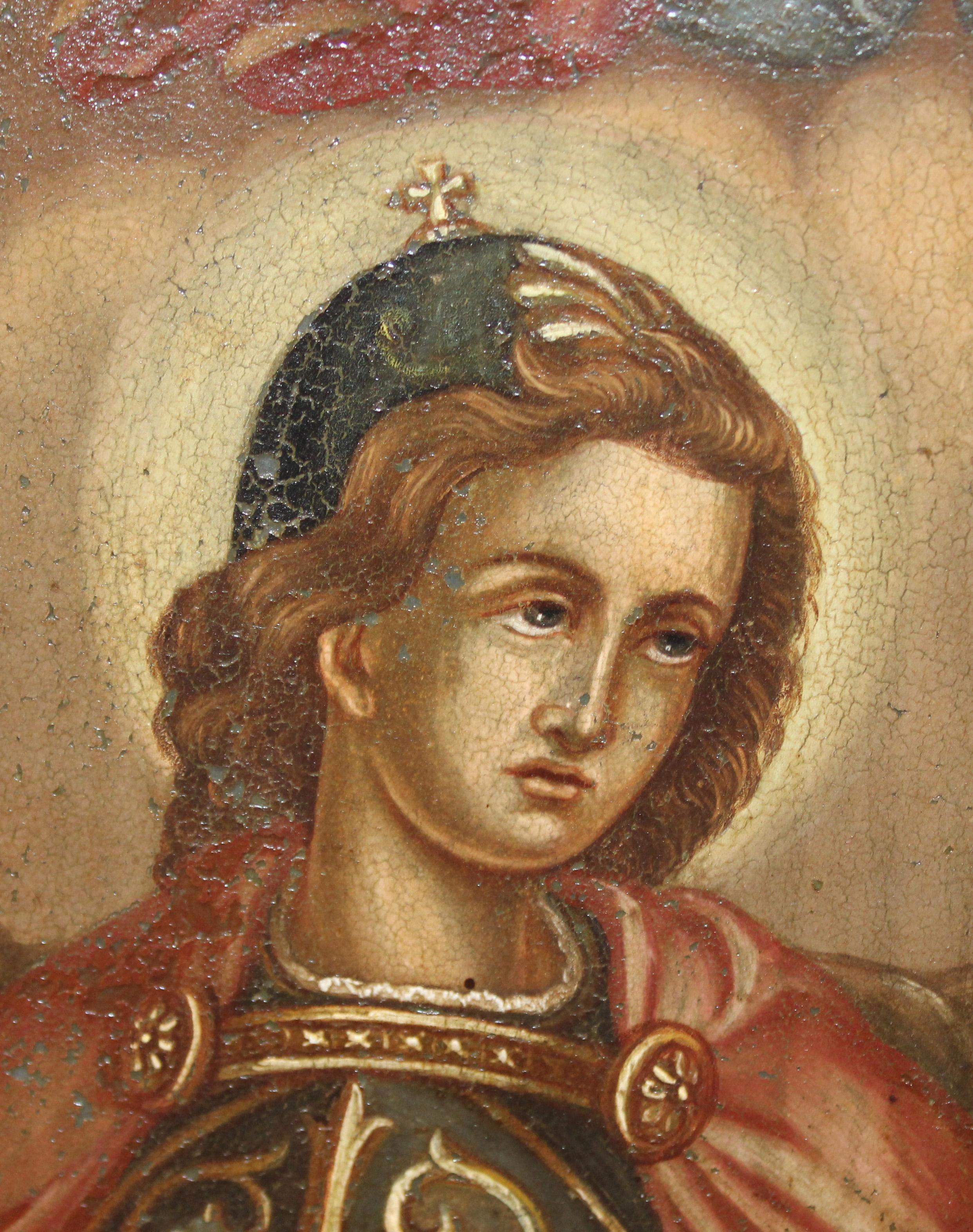 Escuela europea (XVIII) - La coronación de la virgen - Oleo sobre zinc im Angebot 9