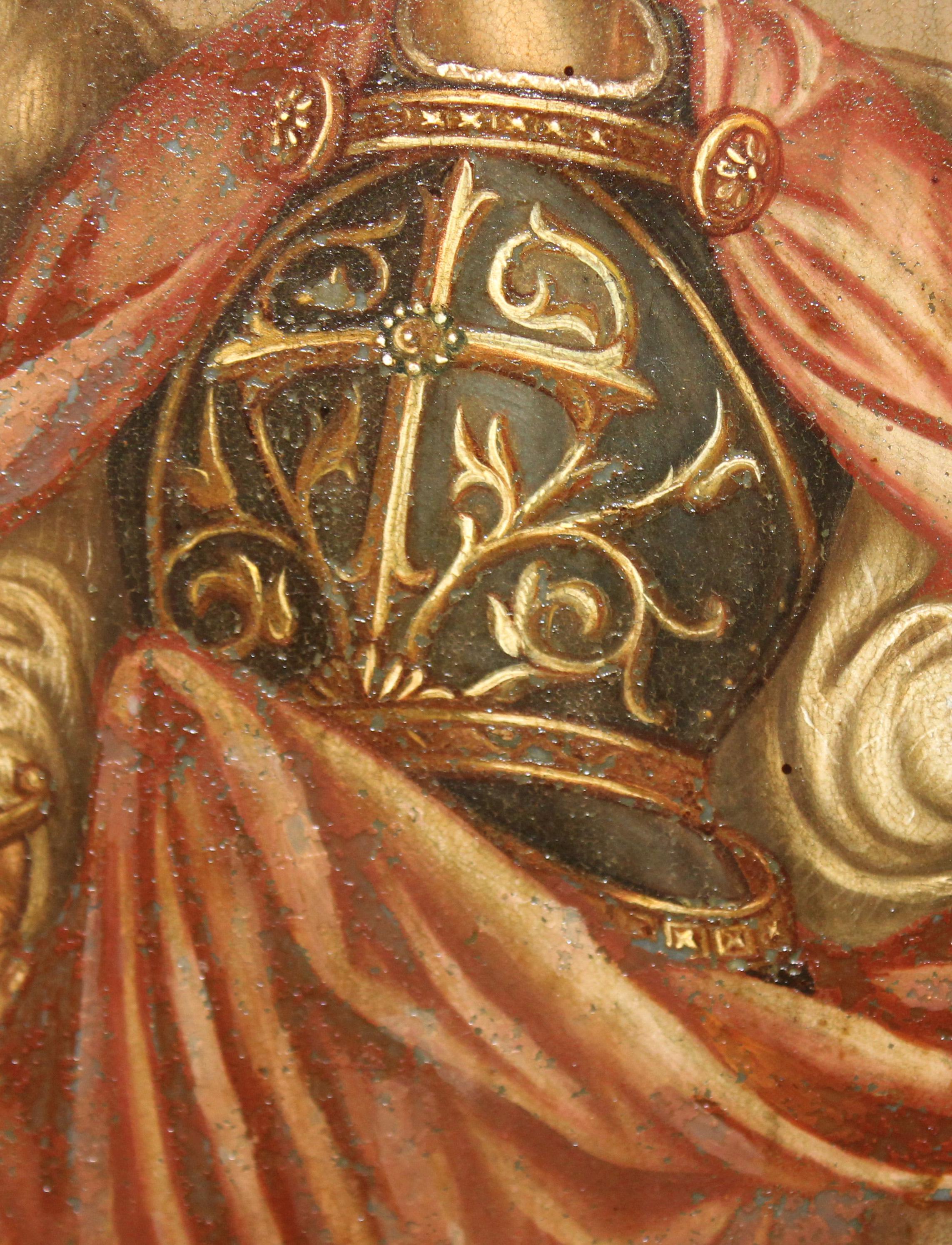 Escuela europea (XVIII) - La coronación de la virgen - Oleo sobre zinc im Angebot 11