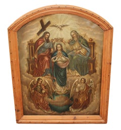 Escuela europea (XVIII) - La coronación de la virgen - Oleo sobre zinc