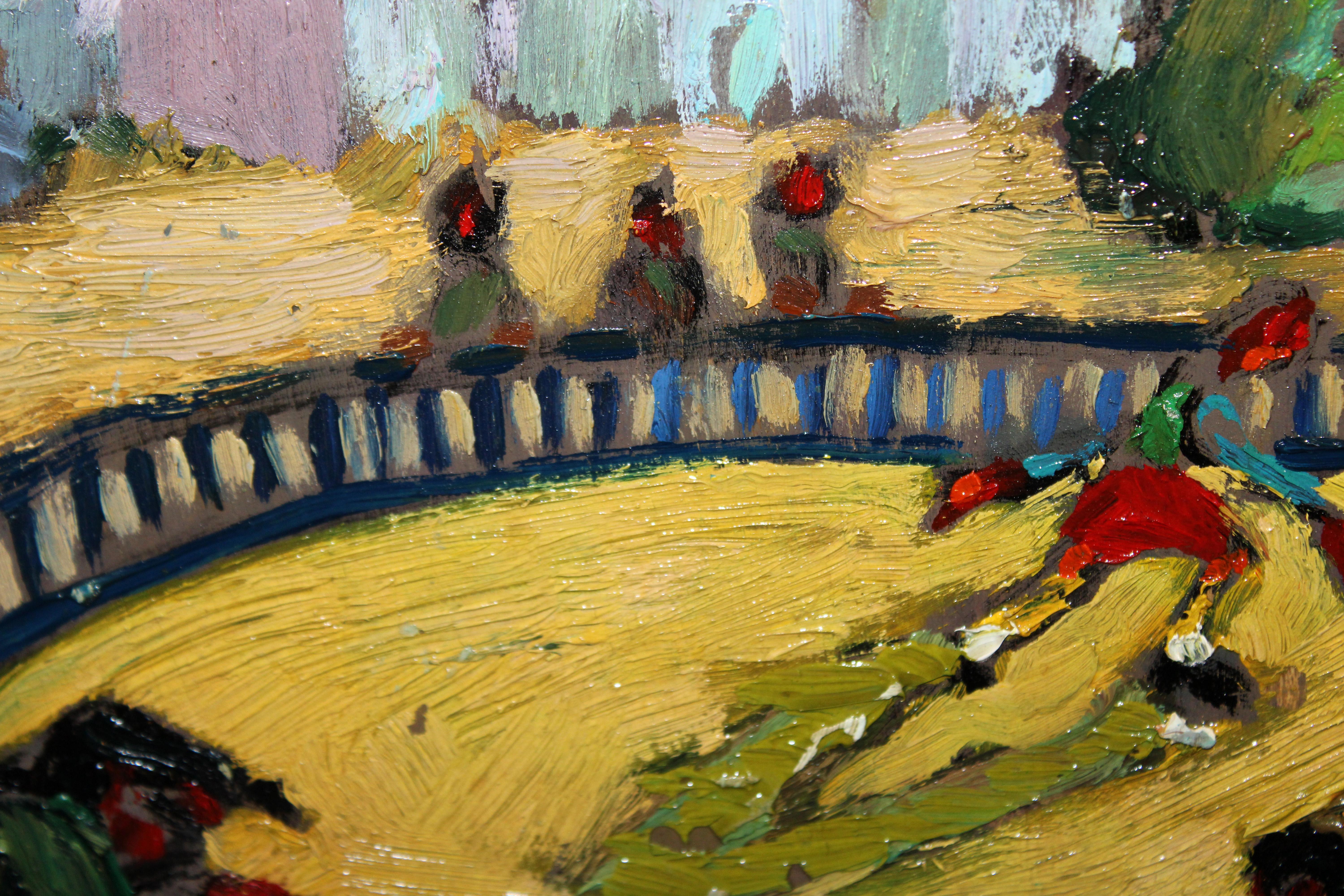 Escuela fauvista - Óleo sobre tabla - Patinando (Braun), Figurative Painting, von Unknown