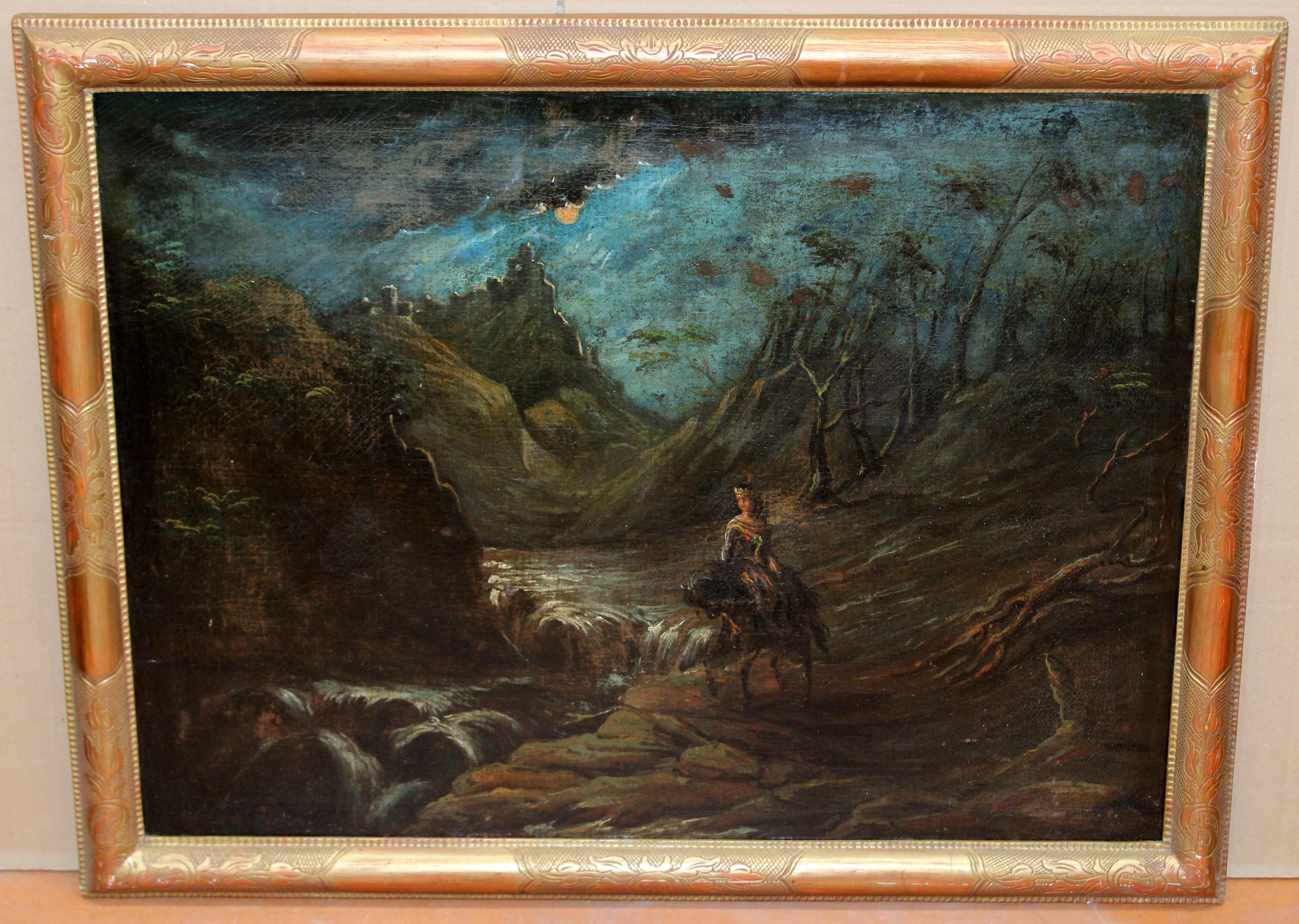 Escuela flamenca (siglo xviii) - Óleo sobre tela - Paisaje con figura a caballo – Painting von Unknown
