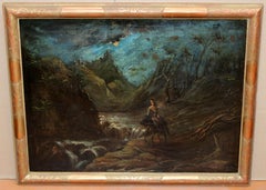 Escuela flamenca (siglo xviii) - Óleo sobre tela - Paisaje con figura a caballo