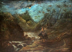 Escuela flamenca (siglo xviii) - Óleo sobre tela - Paisaje con figura a caballo