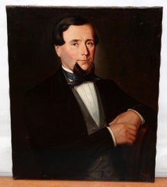 Escuela francesa (XIX) - Óleo sobre tela - Retrato de caballero