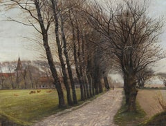 Escuela Francesa (XIX) - Sendero rural hacia el pueblo - Año 1886