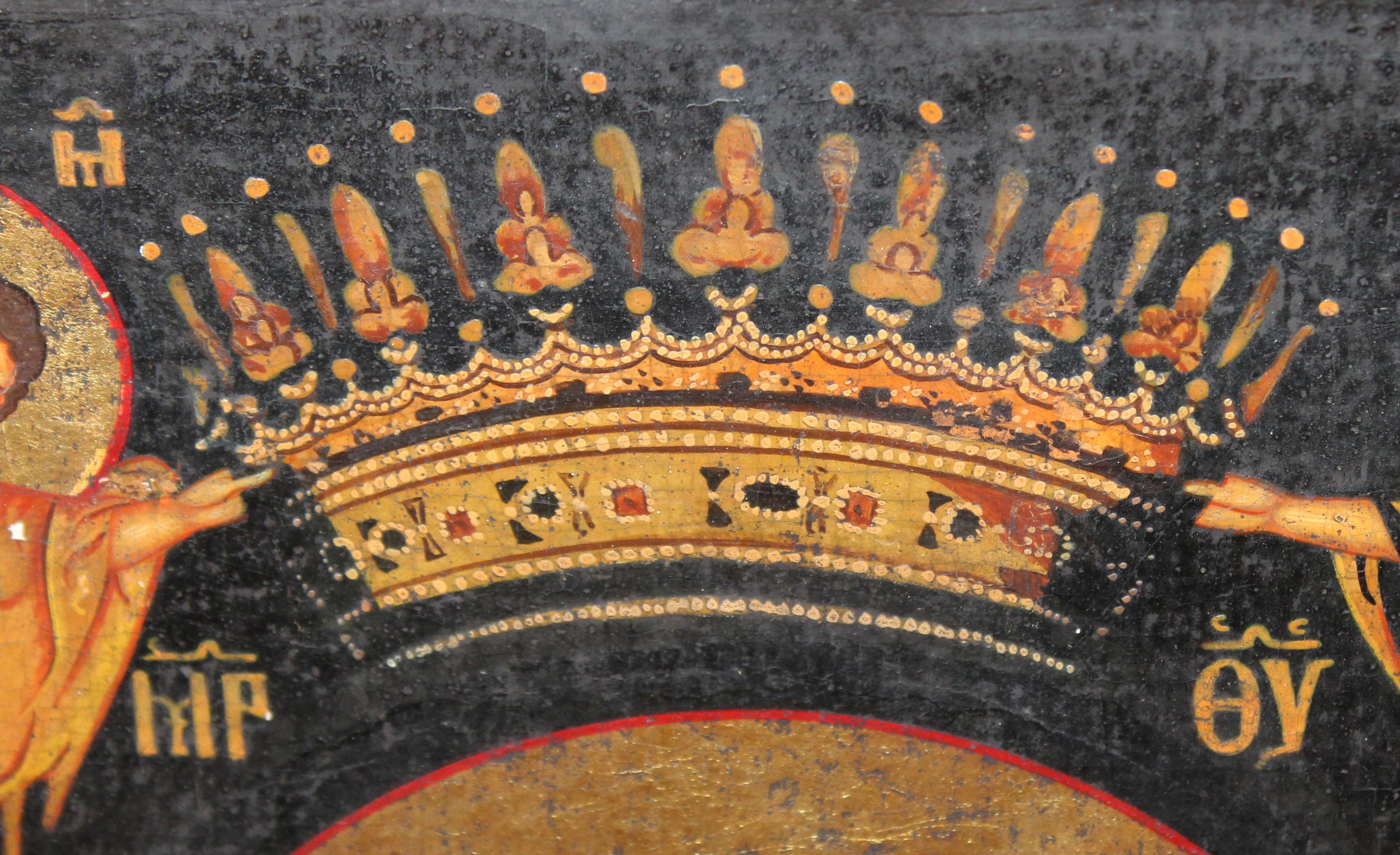 Escuela griega (XIX) - Icono de estilo Bizantino - Firmado - Old Masters Painting by Unknown