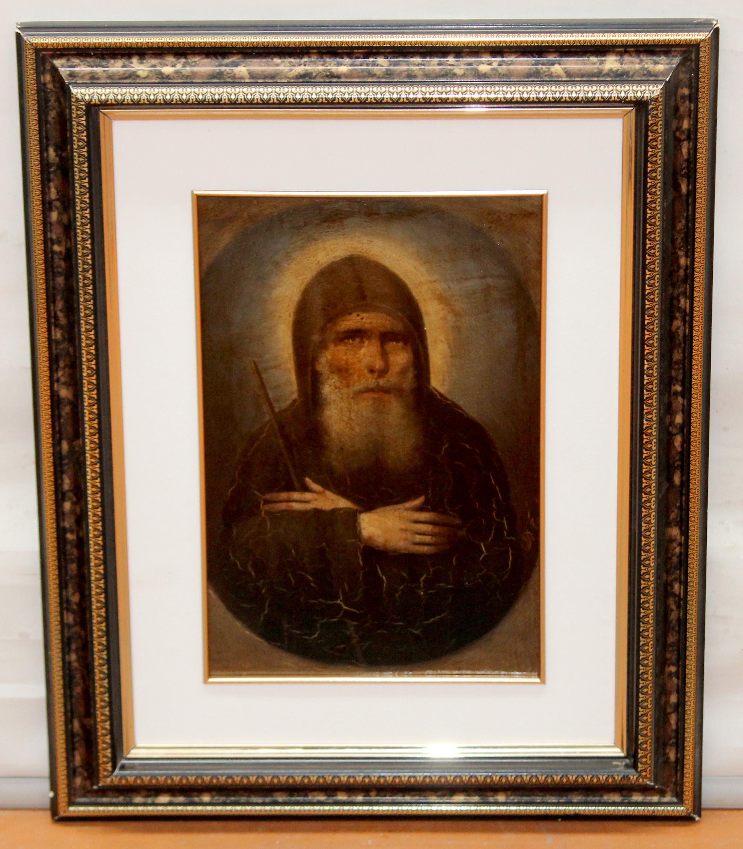 Escuela griega (XIX) - San Sísoes Magno - Óleo sobre plancha - Painting di Unknown