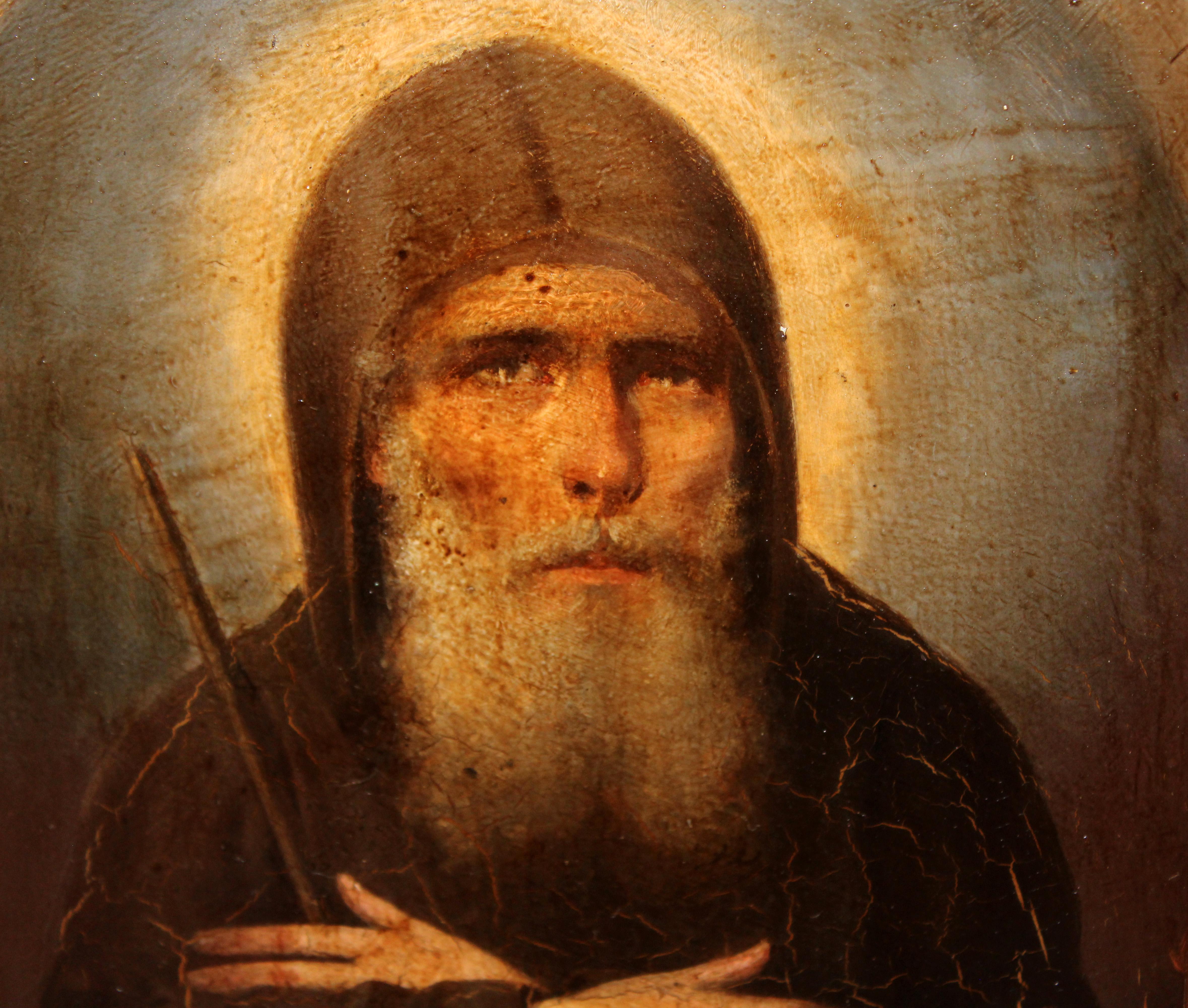 Escuela griega (XIX) - San Sísoes Magno - Óleo sobre plancha - Painting Antichi maestri di Unknown