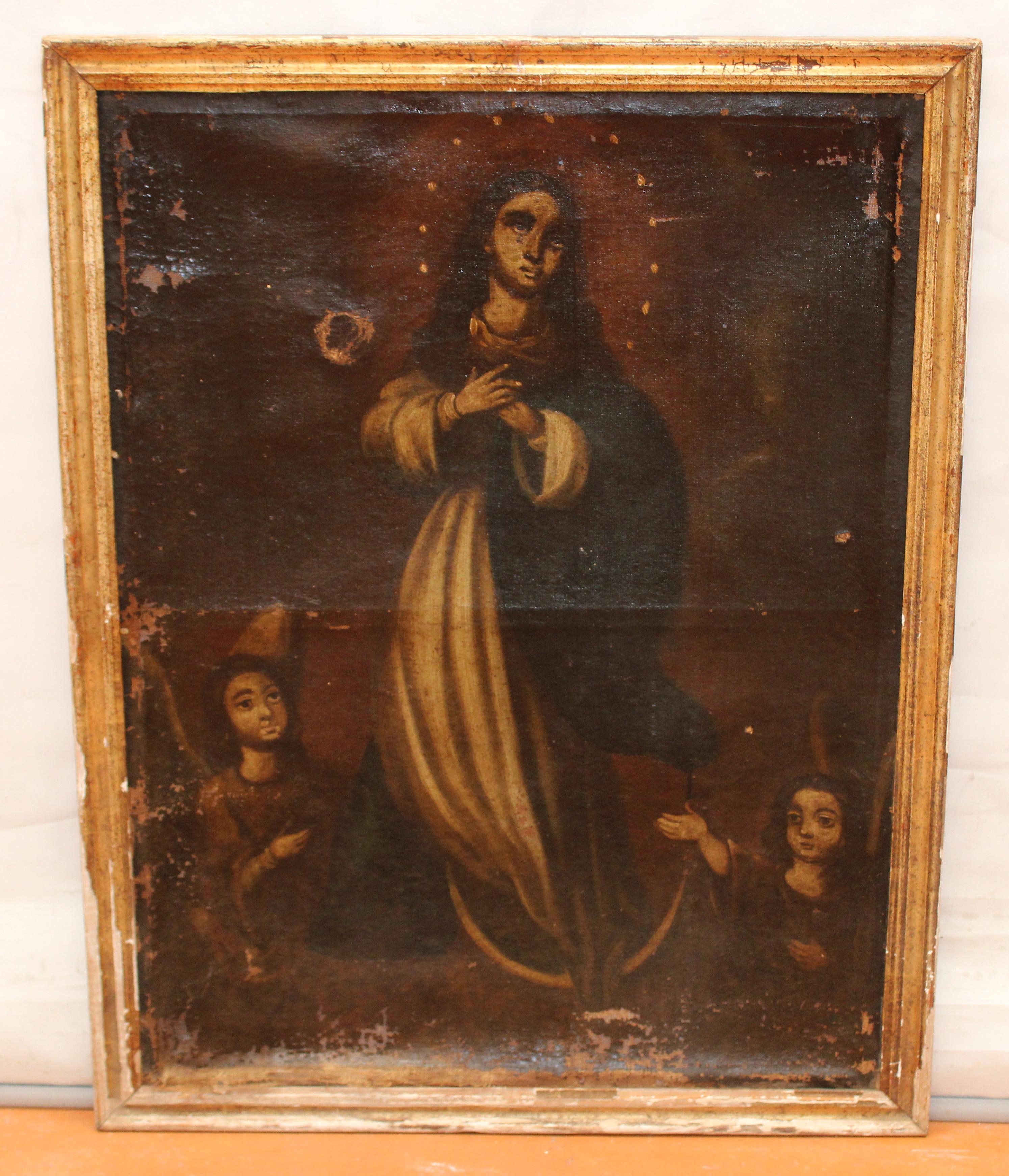 Escuela Hispano-española (XVIII) - Óleo sobre tela - Virgen Inmaculada - Painting de Unknown