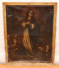 Escuela Hispano-española (XVIII) - Óleo sobre tela - Virgen Inmaculada