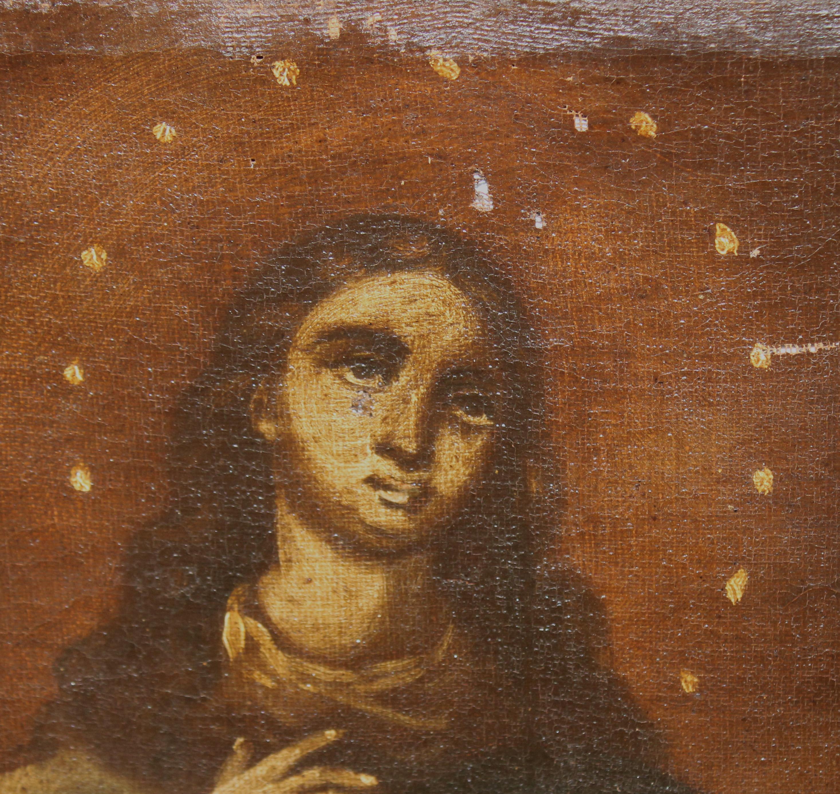 Escuela Hispano-española (XVIII) - Óleo sobre tela - Virgen Inmaculada - Figurative Painting Marrón de Unknown