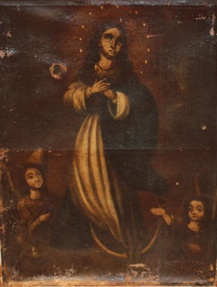 Escuela Hispano-española (XVIII) - Óleo sobre tela - Virgen Inmaculada