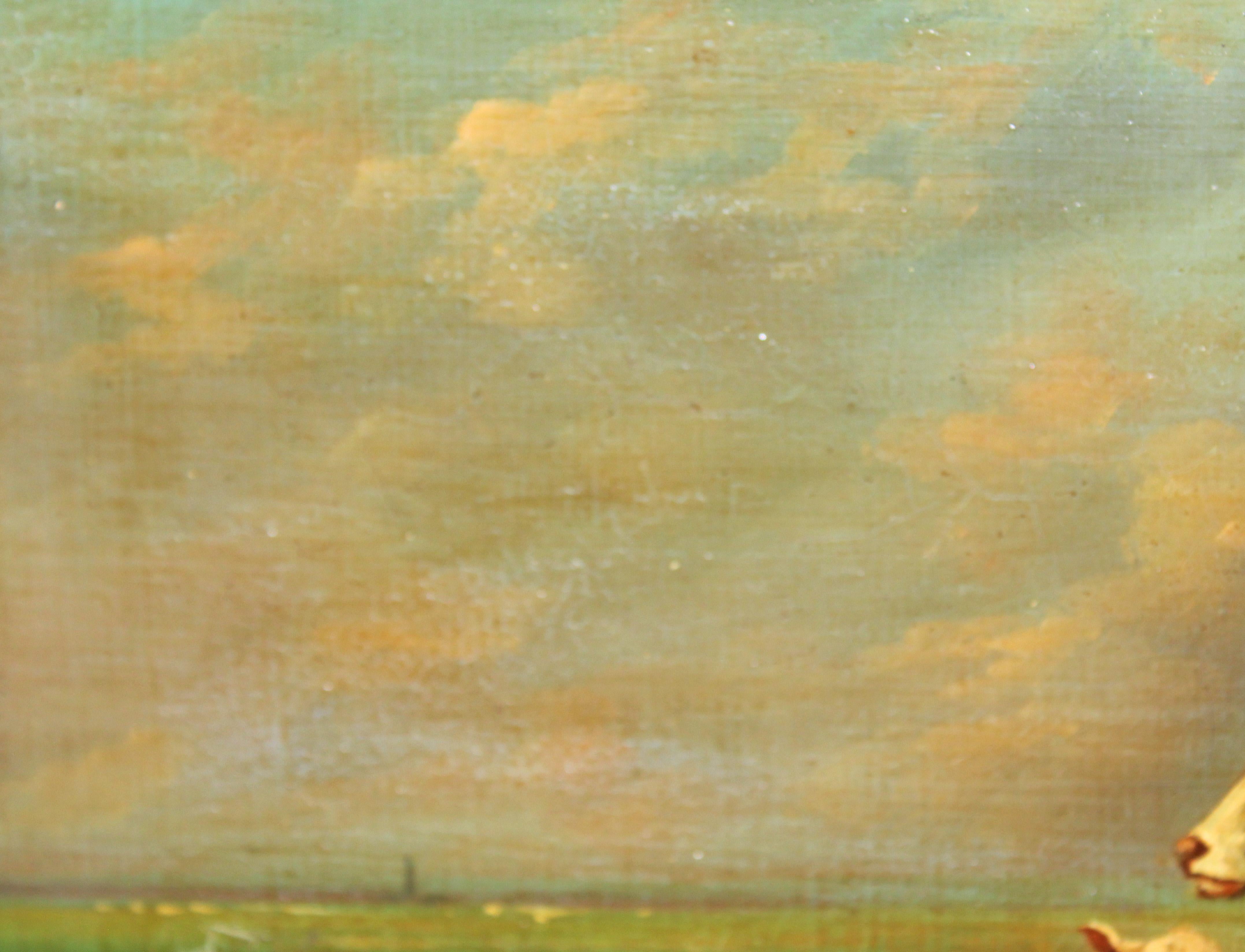 Escuela holandesa (XIX-XX) - Óleo sobre tabla - Paisaje con ganado - Painting Antichi maestri di Unknown