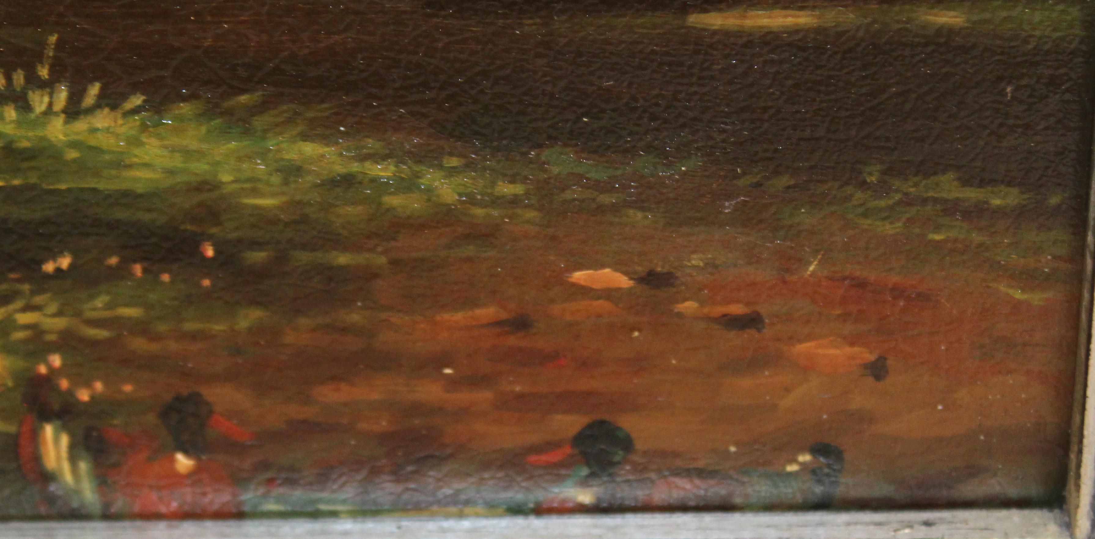 Escuela holandesa (XIX-XX) - Óleo sobre tabla - Paisaje con ganado in vendita 4